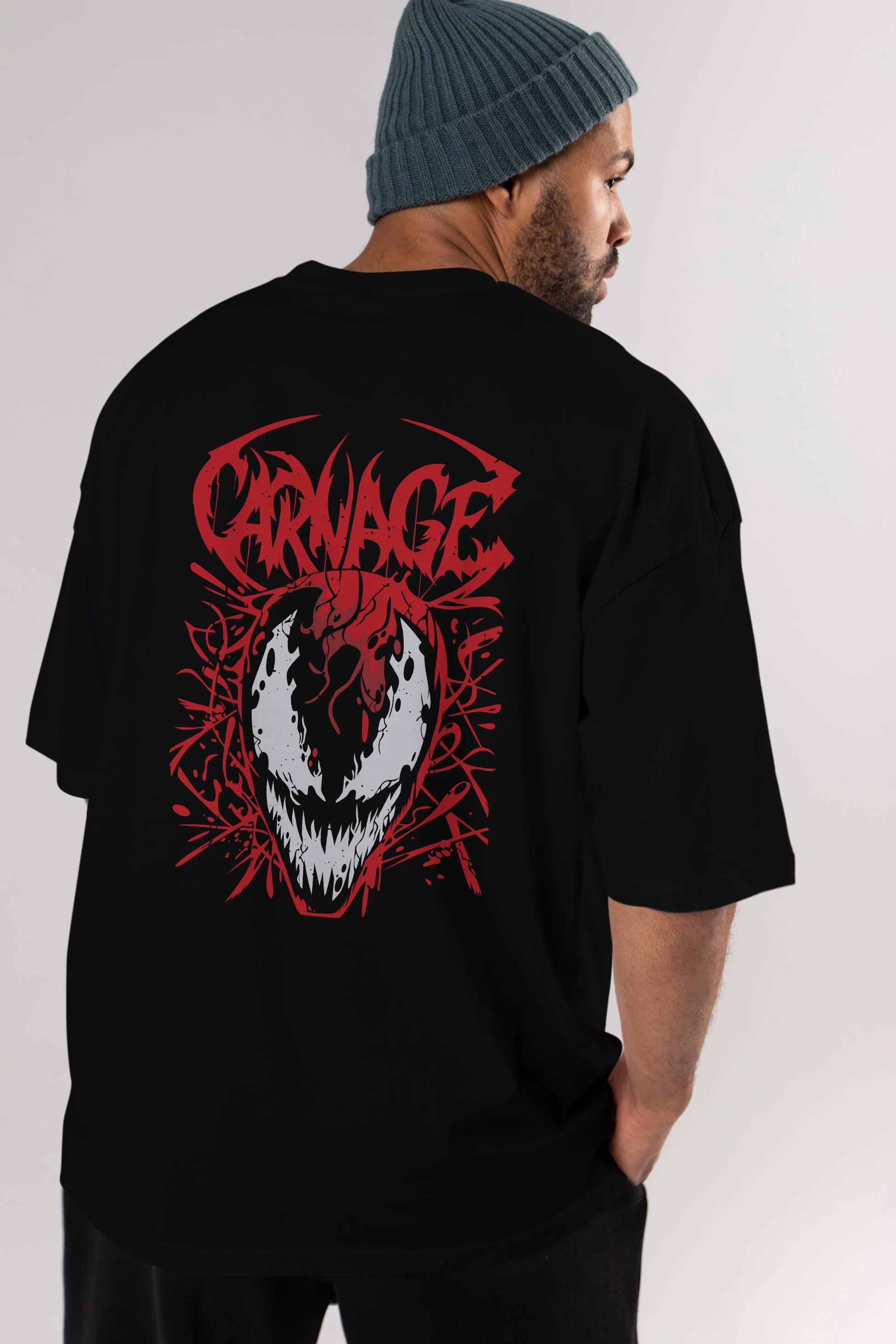 Venom (22) Arka Baskılı Oversize t-shirt Erkek Kadın Unisex %100 Pamuk Bisiklet Yaka tişort