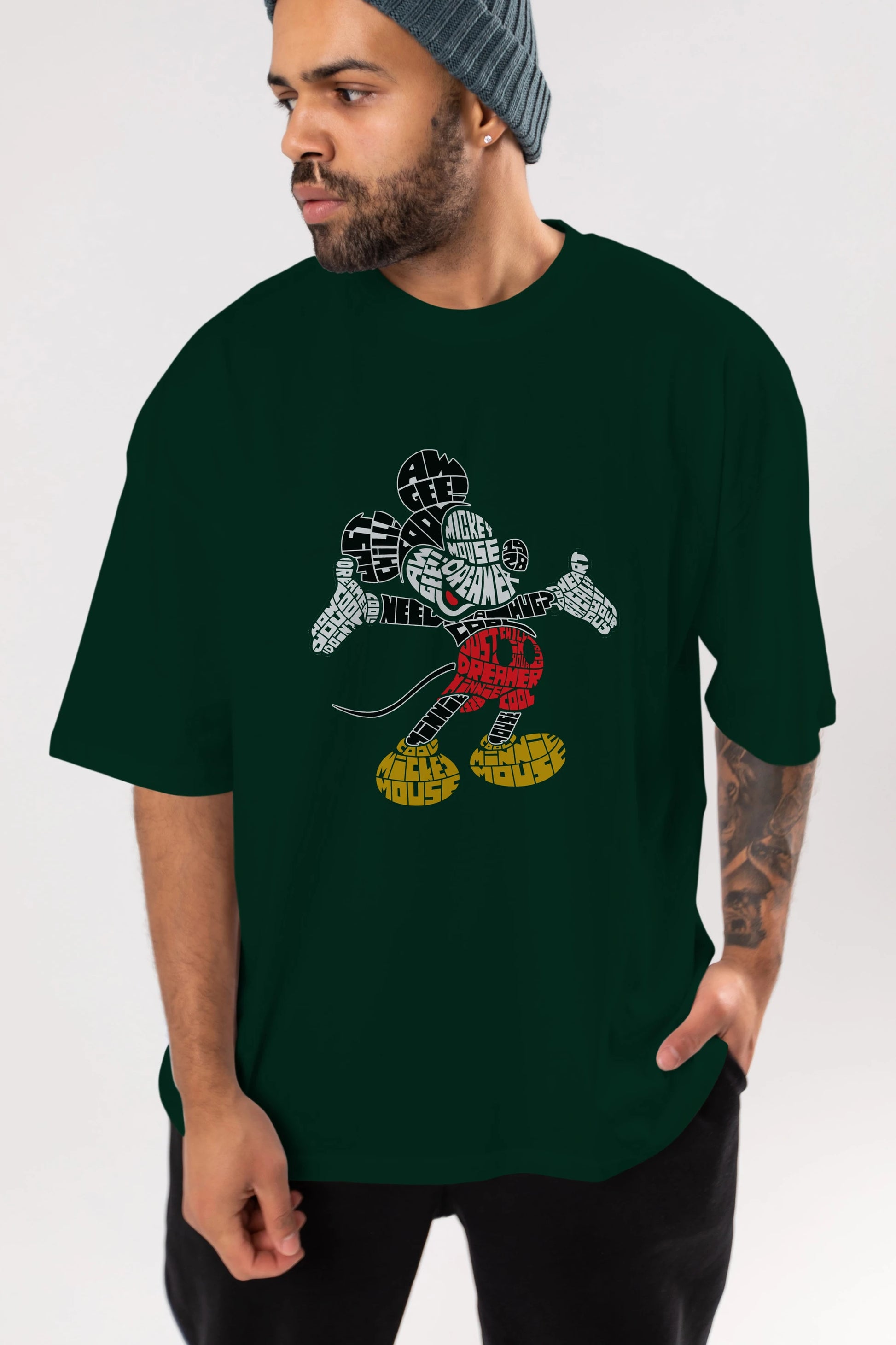 Mickey Ön Baskılı Oversize t-shirt %100 pamuk Erkek Kadın Unisex