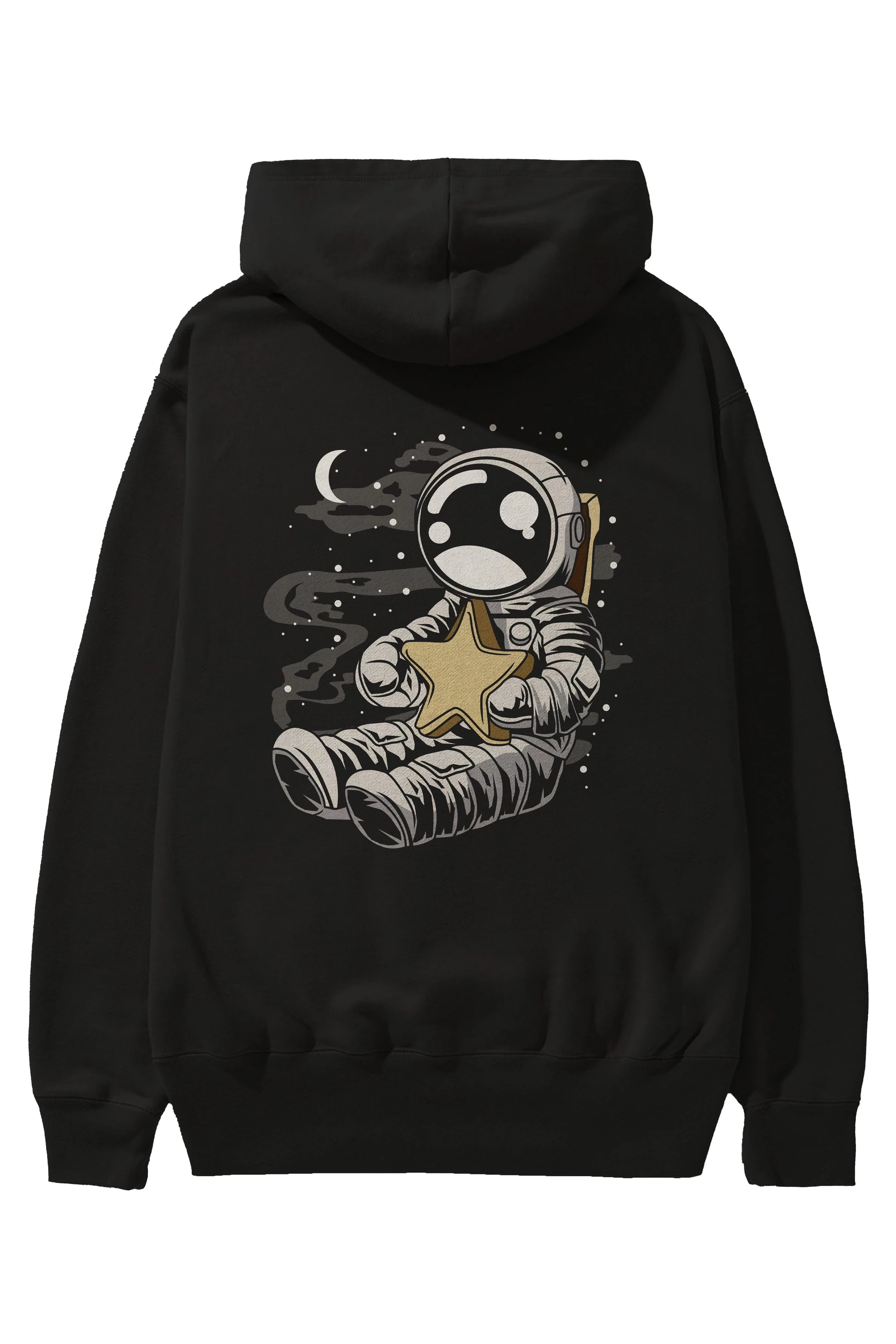 Astronaut Holding The Star Arka Baskılı Hoodie Oversize Kapüşonlu Sweatshirt Erkek Kadın Unisex