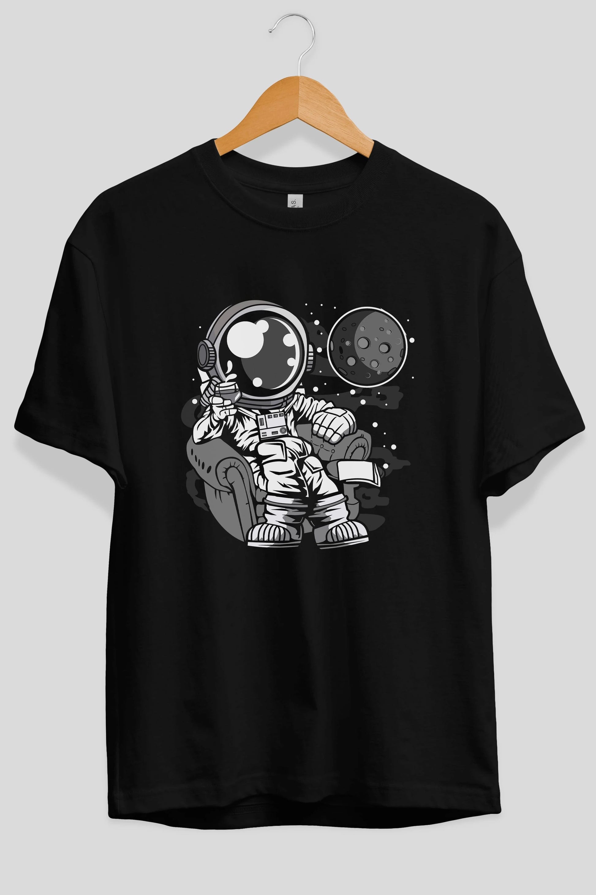 Astronaut Drinking And Relax Ön Baskılı Oversize t-shirt Erkek Kadın Unisex