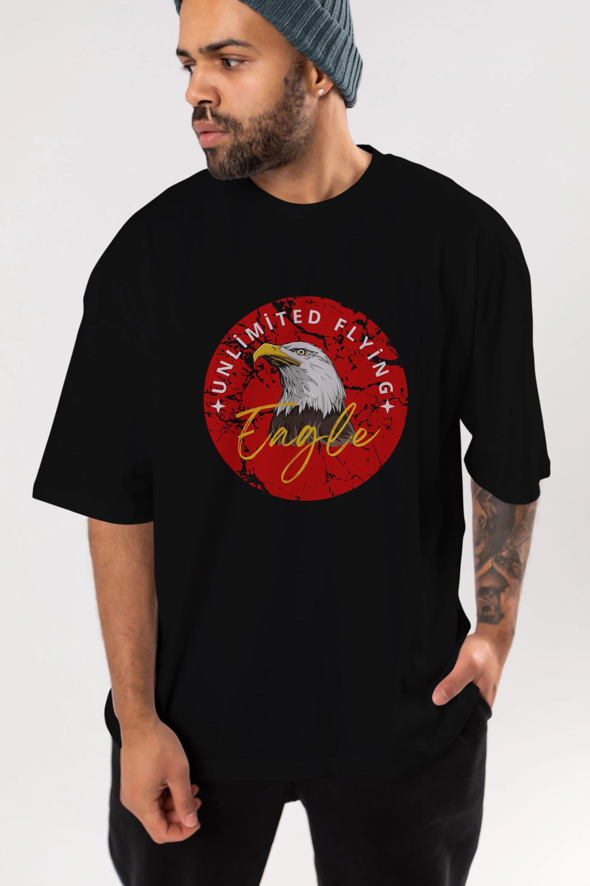 Unlimited Flying Yazılı Ön Baskılı Oversize t-shirt Erkek Kadın Unisex