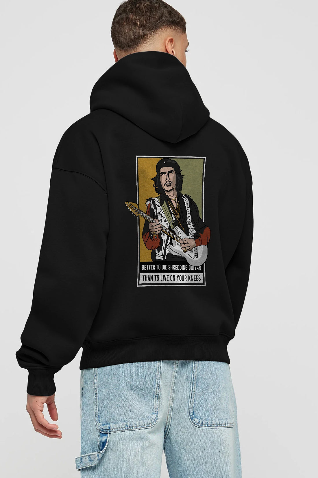 Che Guevara Hendrix Arka Baskılı Hoodie Oversize Kapüşonlu Sweatshirt Erkek Kadın Unisex