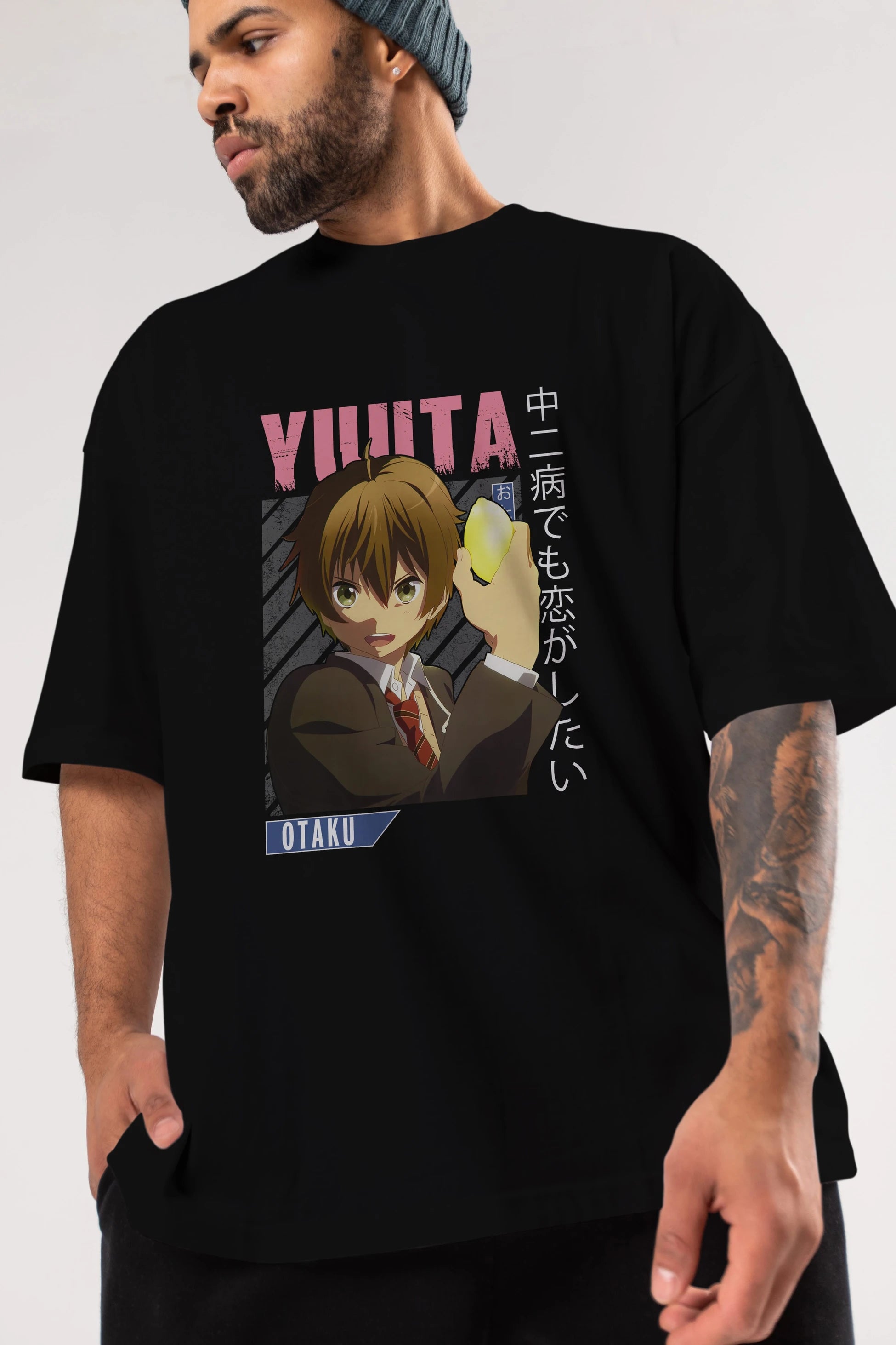 Yuuta Togashi 2 Anime Ön Baskılı Oversize t-shirt %100 pamuk Erkek Kadın Unisex