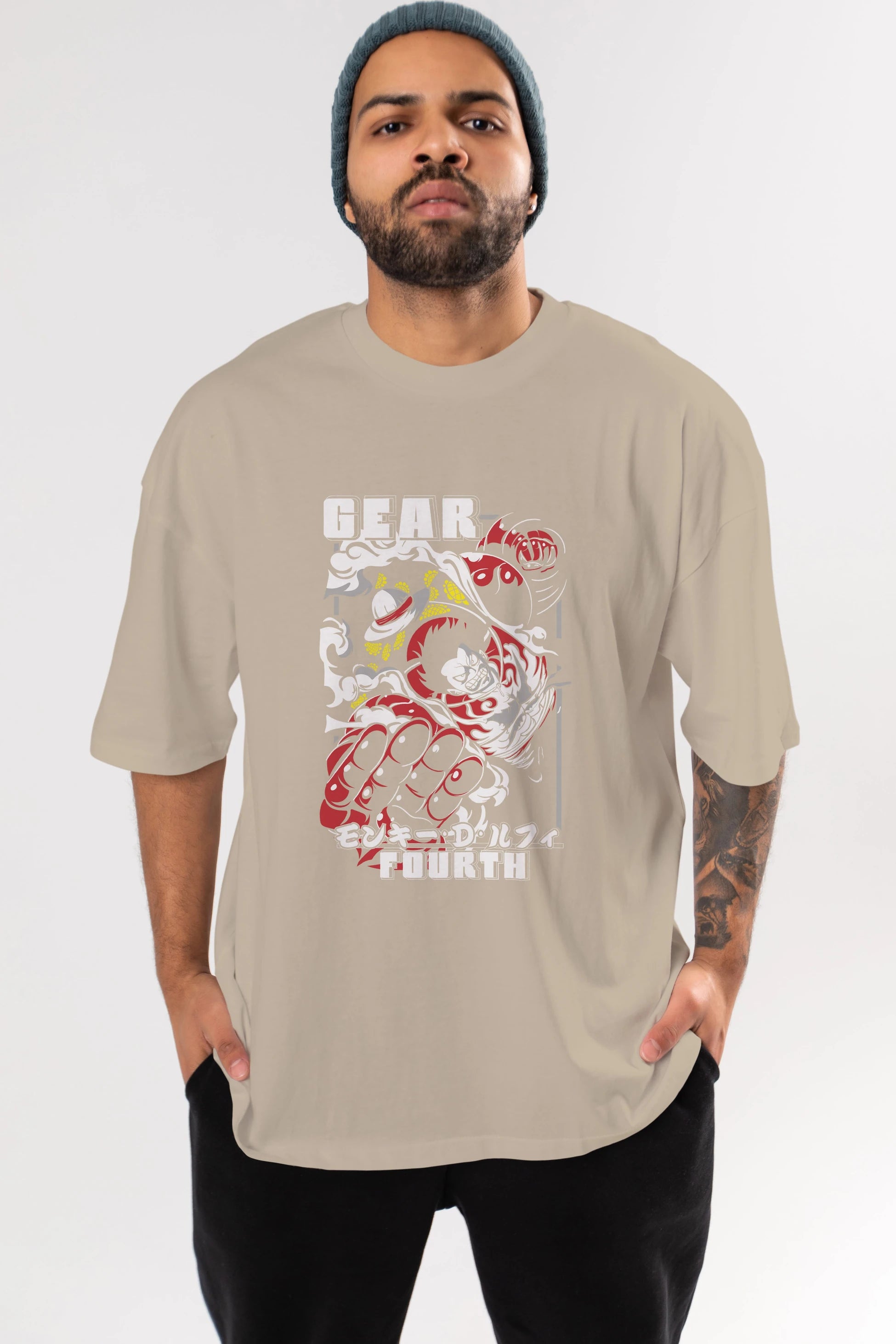 Luffy GEAR 4 Anime Ön Baskılı Oversize t-shirt Erkek Kadın Unisex