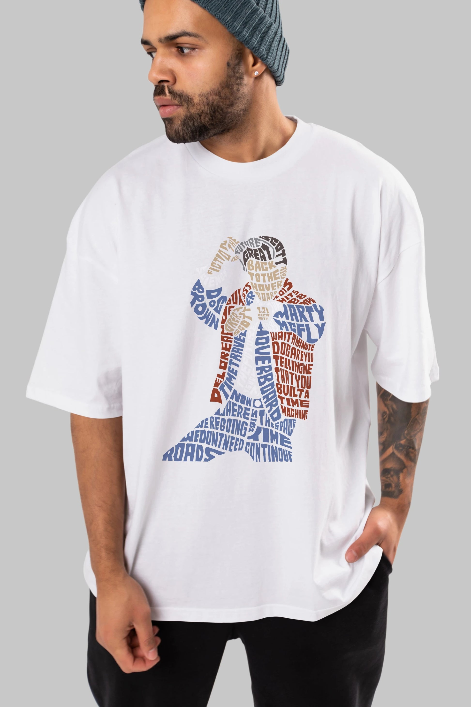 Back To The Hoverboard Ön Baskılı Oversize t-shirt %100 pamuk Erkek Kadın Unisex