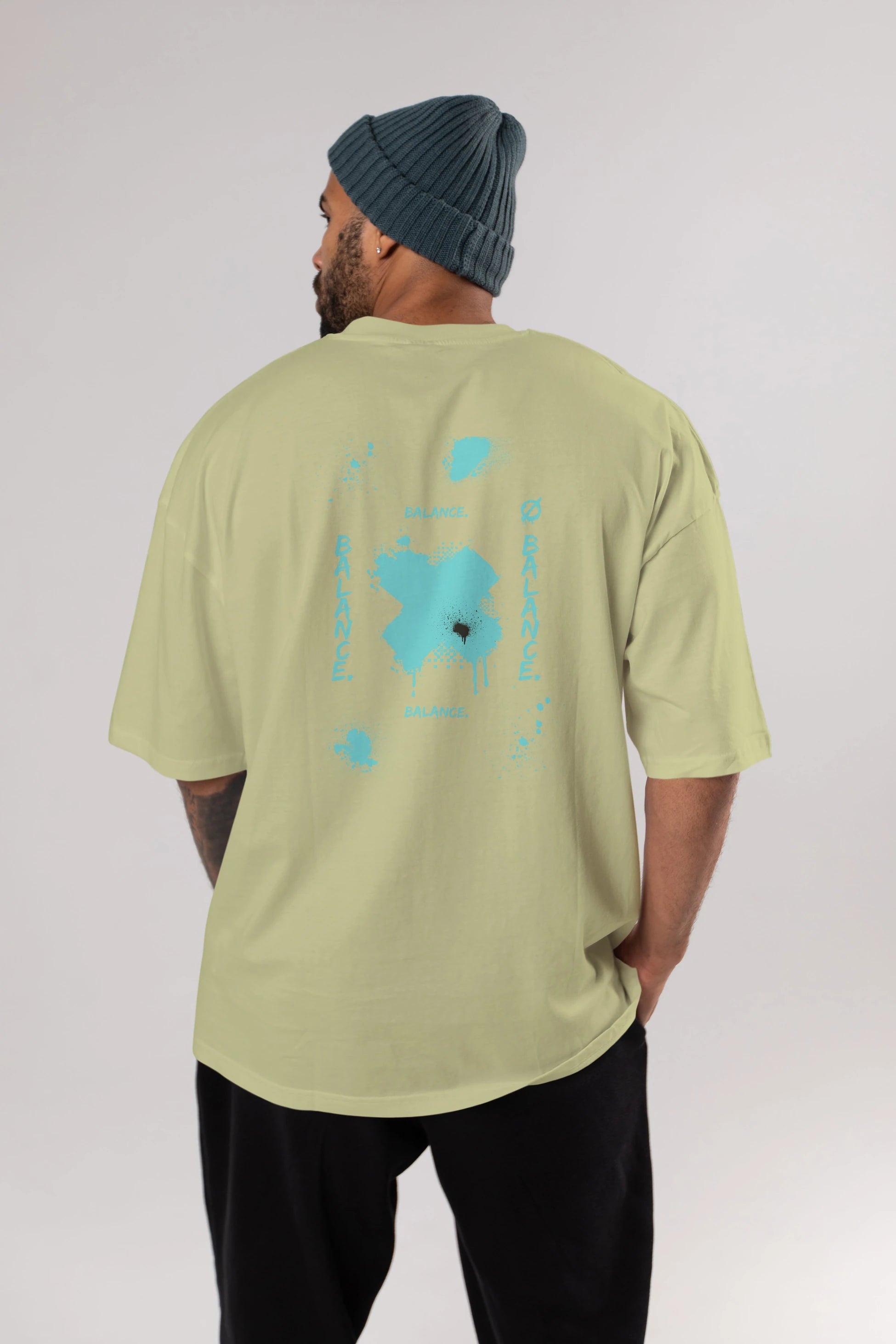 Balance Balance Yazılı Arka Baskılı Oversize t-shirt Erkek Kadın Unisex