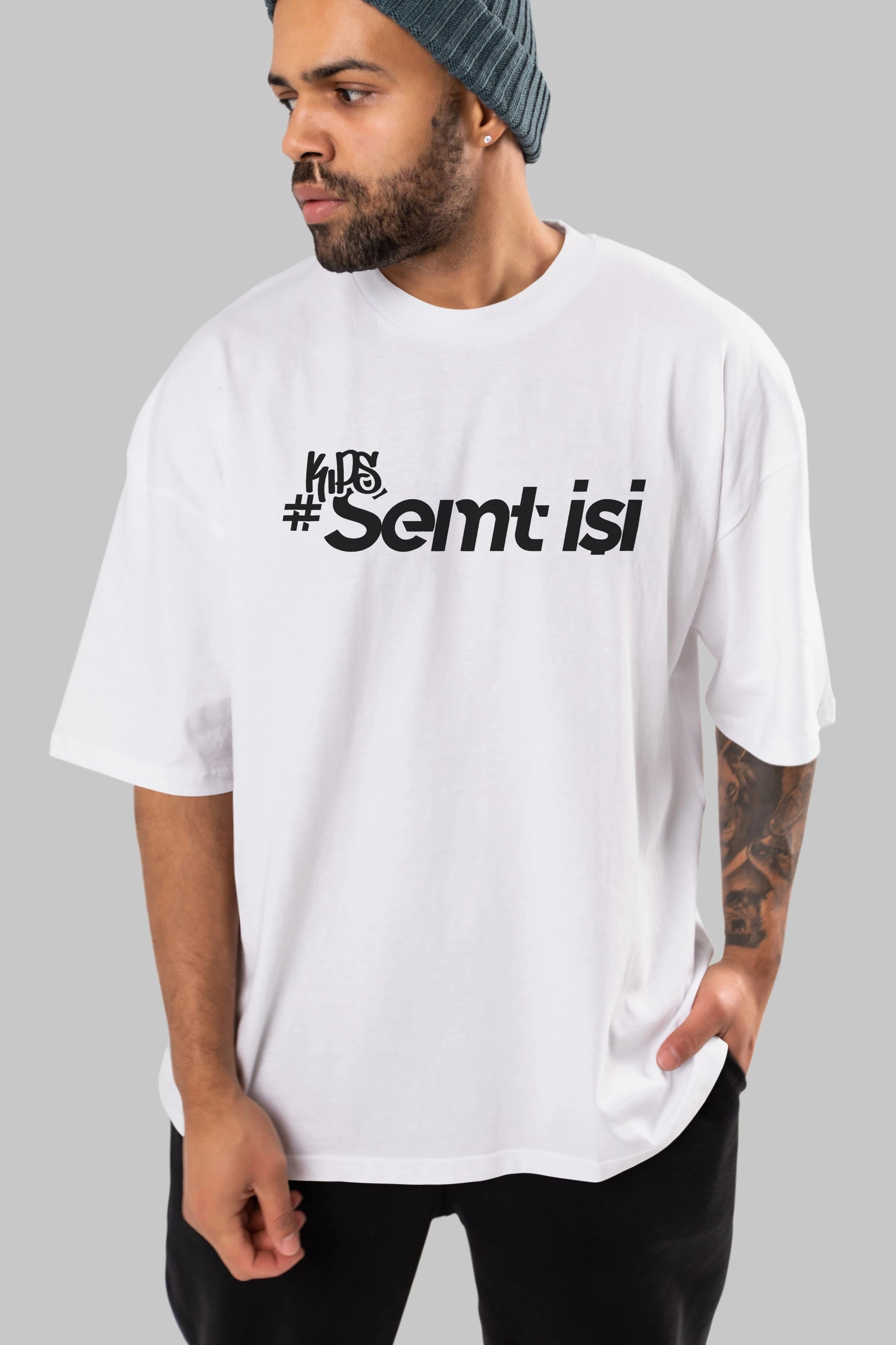 Semt İşi Ön Baskılı Oversize t-shirt %100 pamuk Erkek Kadın Unisex