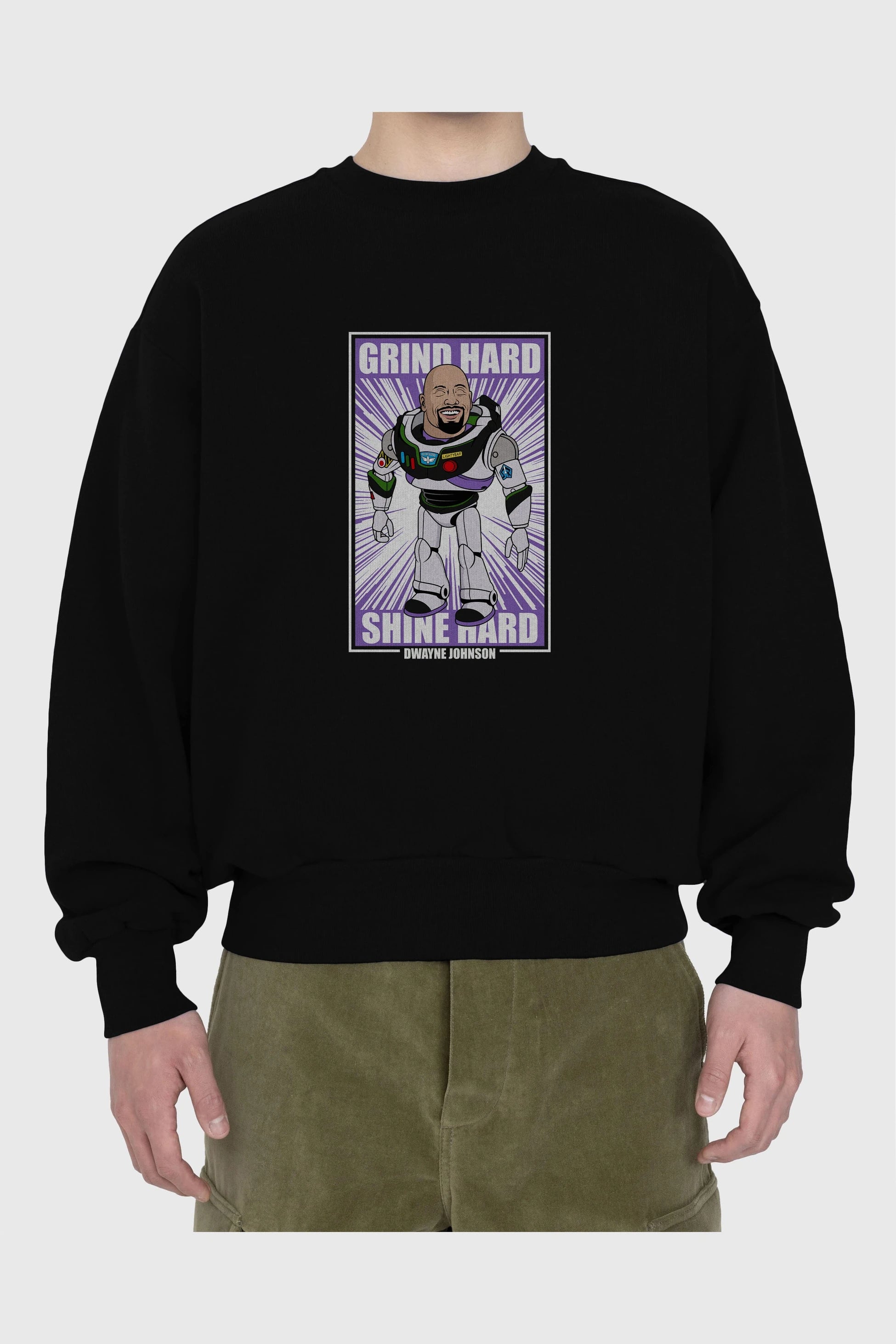 Dwayne Johnson Buzz Lightyear Ön Baskılı Oversize Sweatshirt Erkek Kadın Unisex