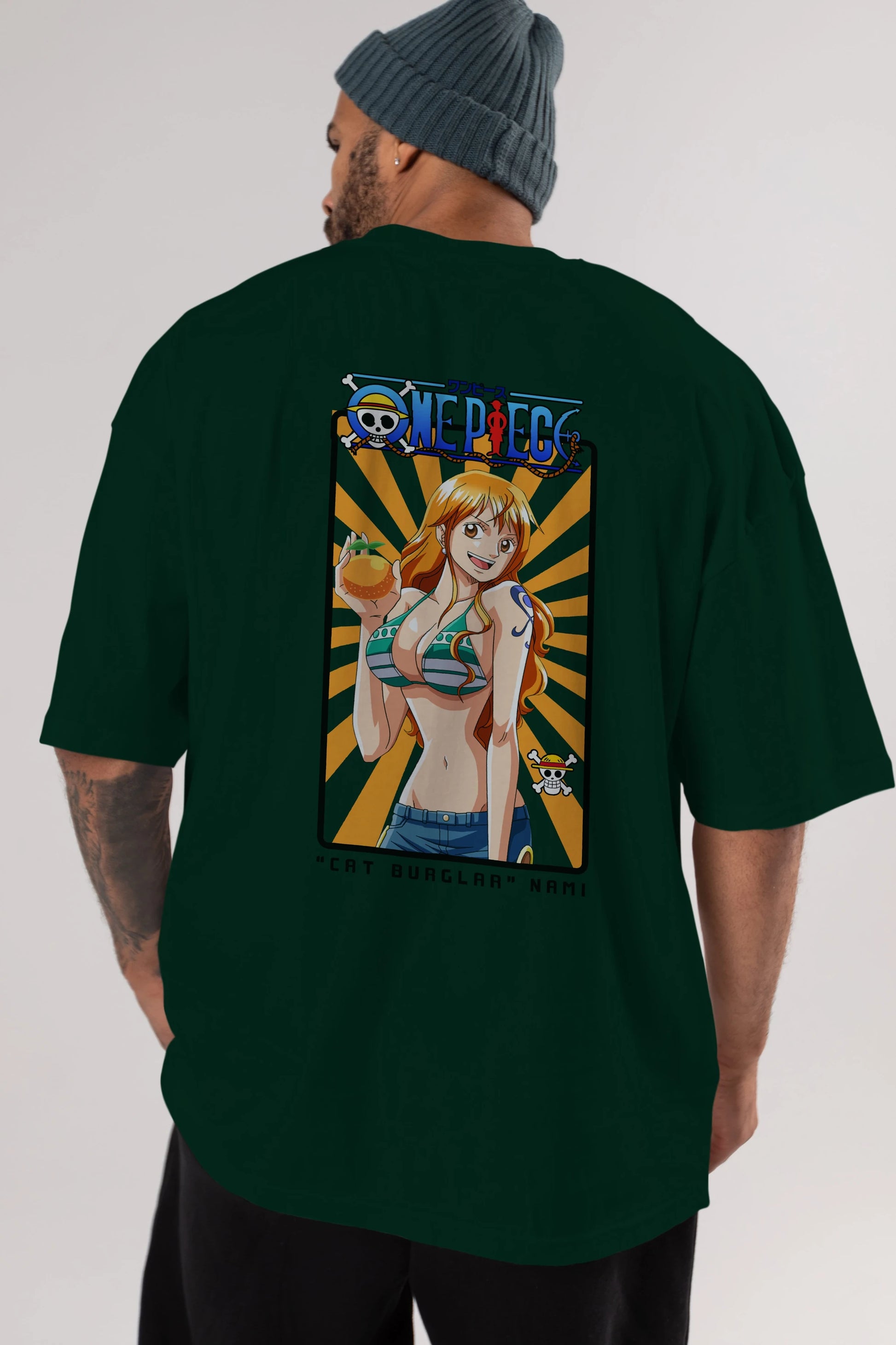 Nami Anime Arka Baskılı Oversize t-shirt Erkek Kadın Unisex %100 pamuk tişort