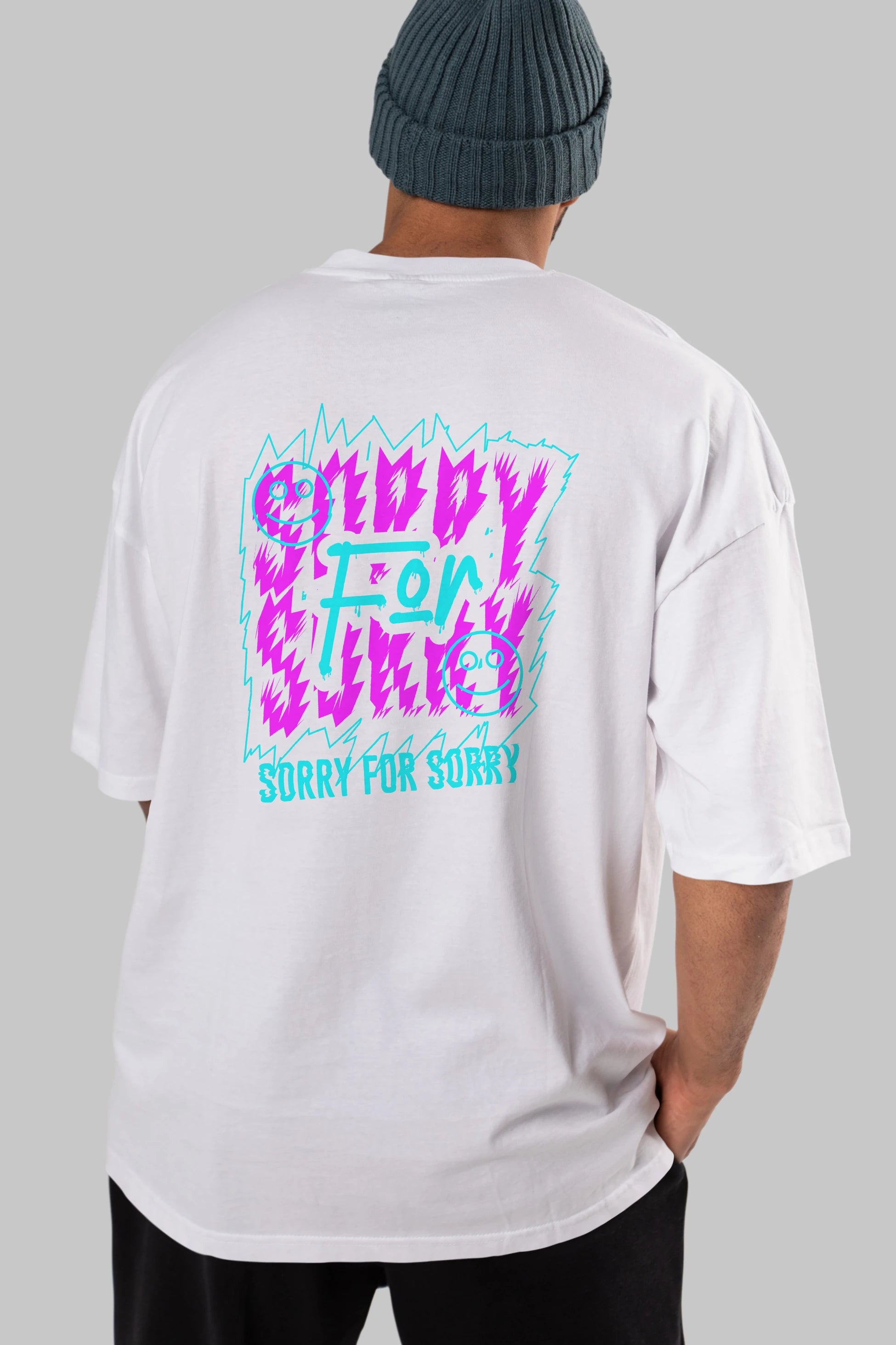 Sorry for Sorry Arka Baskılı Oversize t-shirt Erkek Kadın Unisex