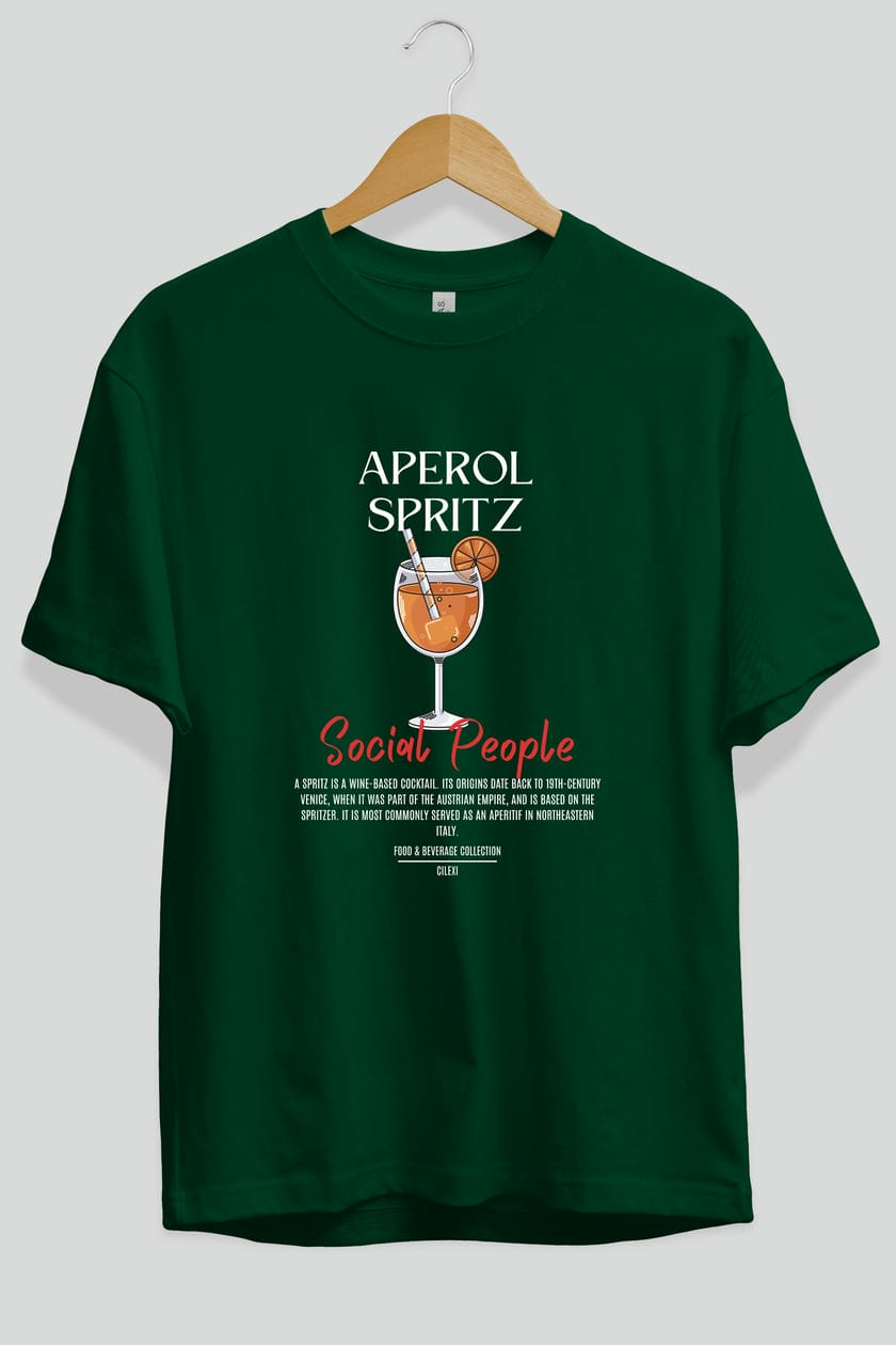 Aperol Sprıtz Kokteyl Serisi ön Baskılı Oversize t-shirt Erkek Kadın %100 Pamuk Bisiklet Yaka tişort