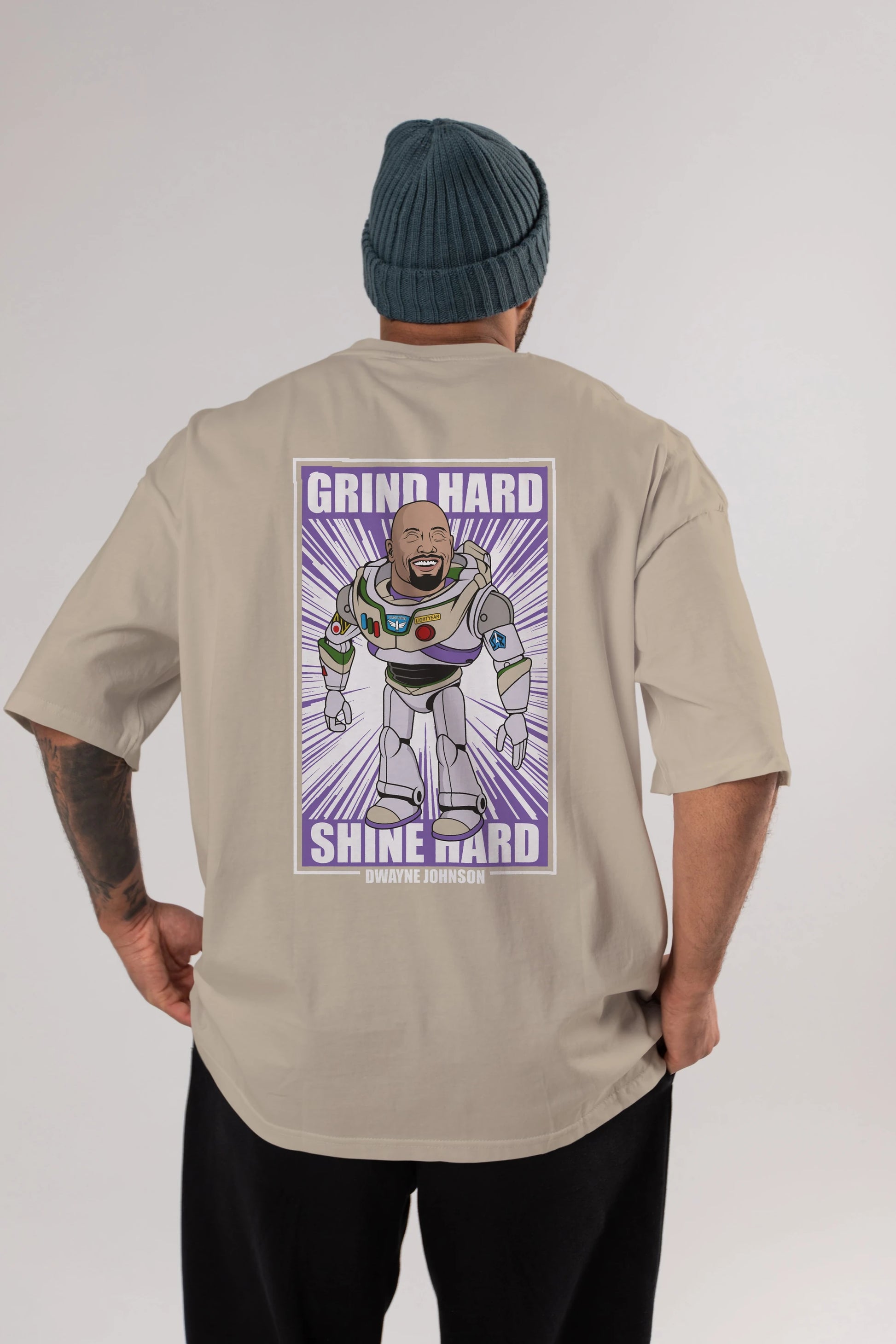 Dwayne Johnson Buzz Lightyear Arka Baskılı Oversize t-shirt Erkek Kadın Unisex %100 Pamuk tişort