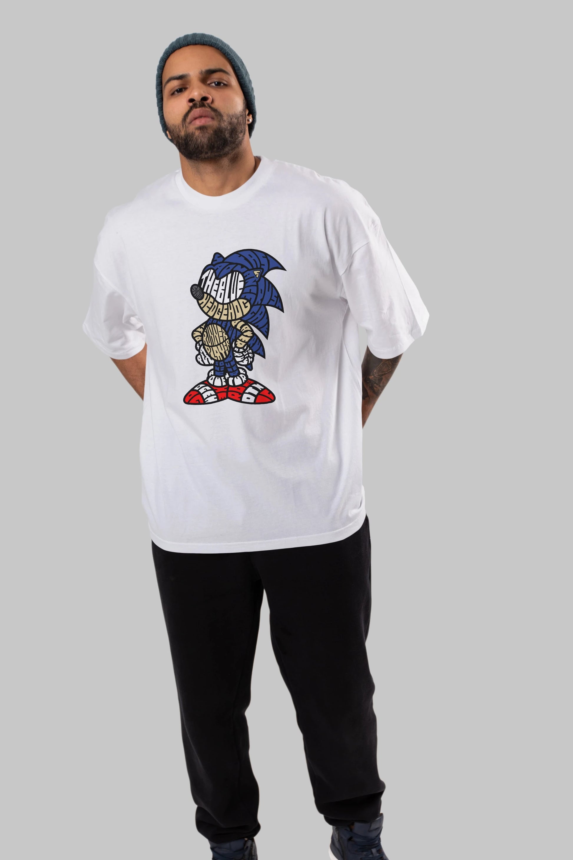 The Blue Hedgehog Ön Baskılı Oversize t-shirt %100 pamuk Erkek Kadın Unisex