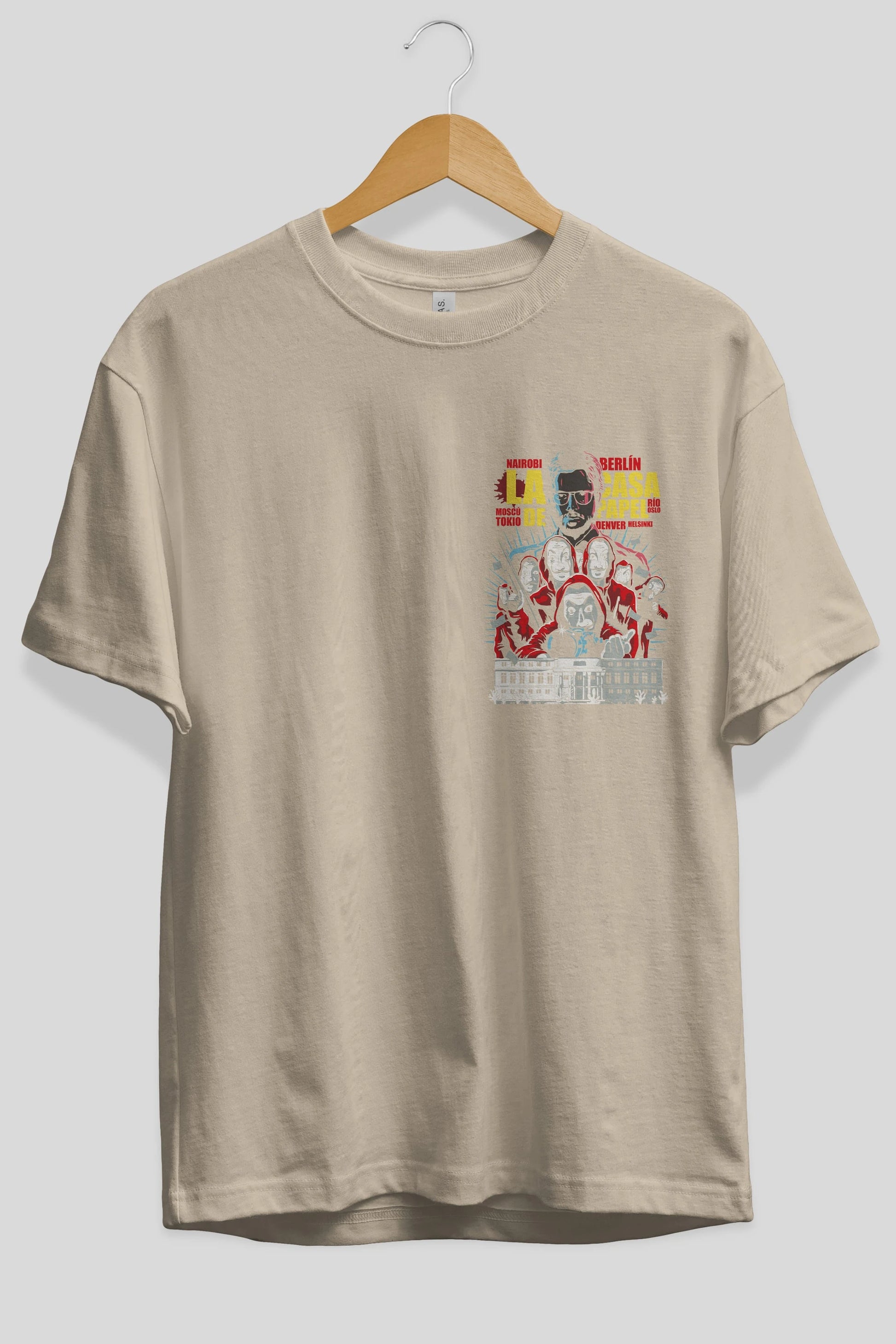 La Casa De Papel (6) Ön Sol Baskılı Oversize t-shirt Erkek Kadın Unisex %100 Pamuk Bisiklet Yaka tişort