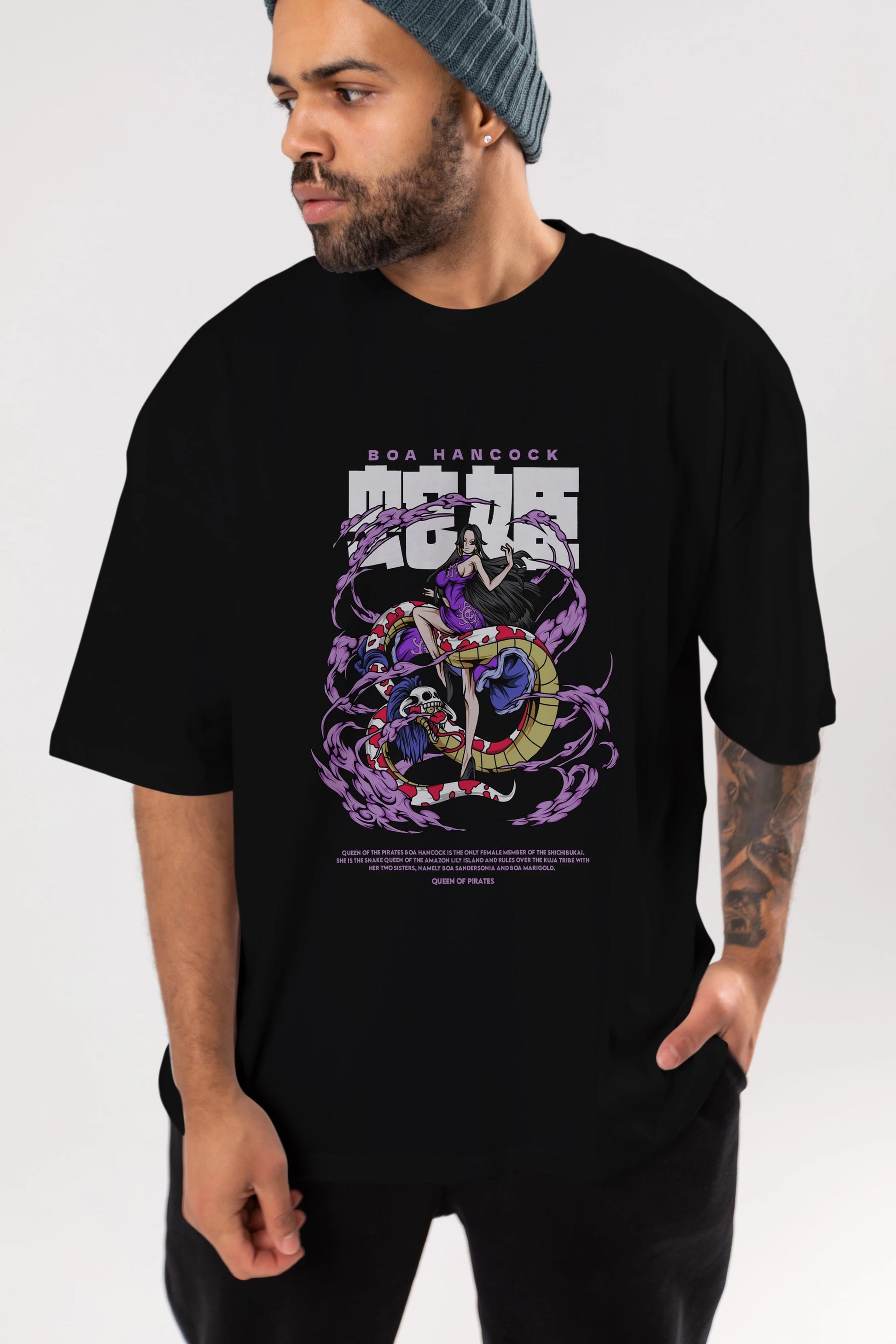 Boa Hancock Anime Ön Baskılı Oversize t-shirt %100 pamuk Erkek Kadın Unisex
