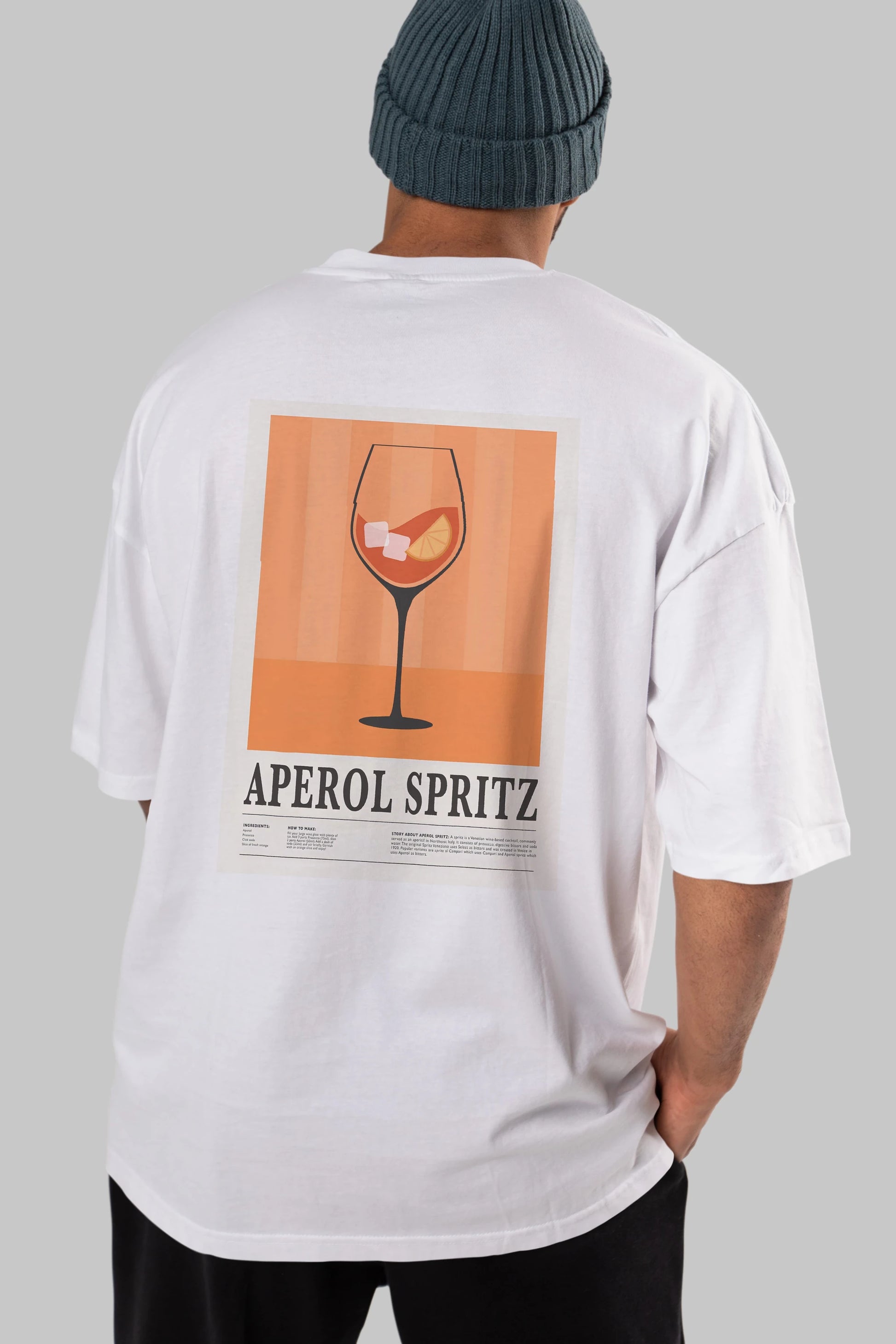 Aperol Spritz 8 Arka Baskılı Oversize t-shirt Erkek Kadın Unisex %100 Pamuk Bisiklet Yaka tişort
