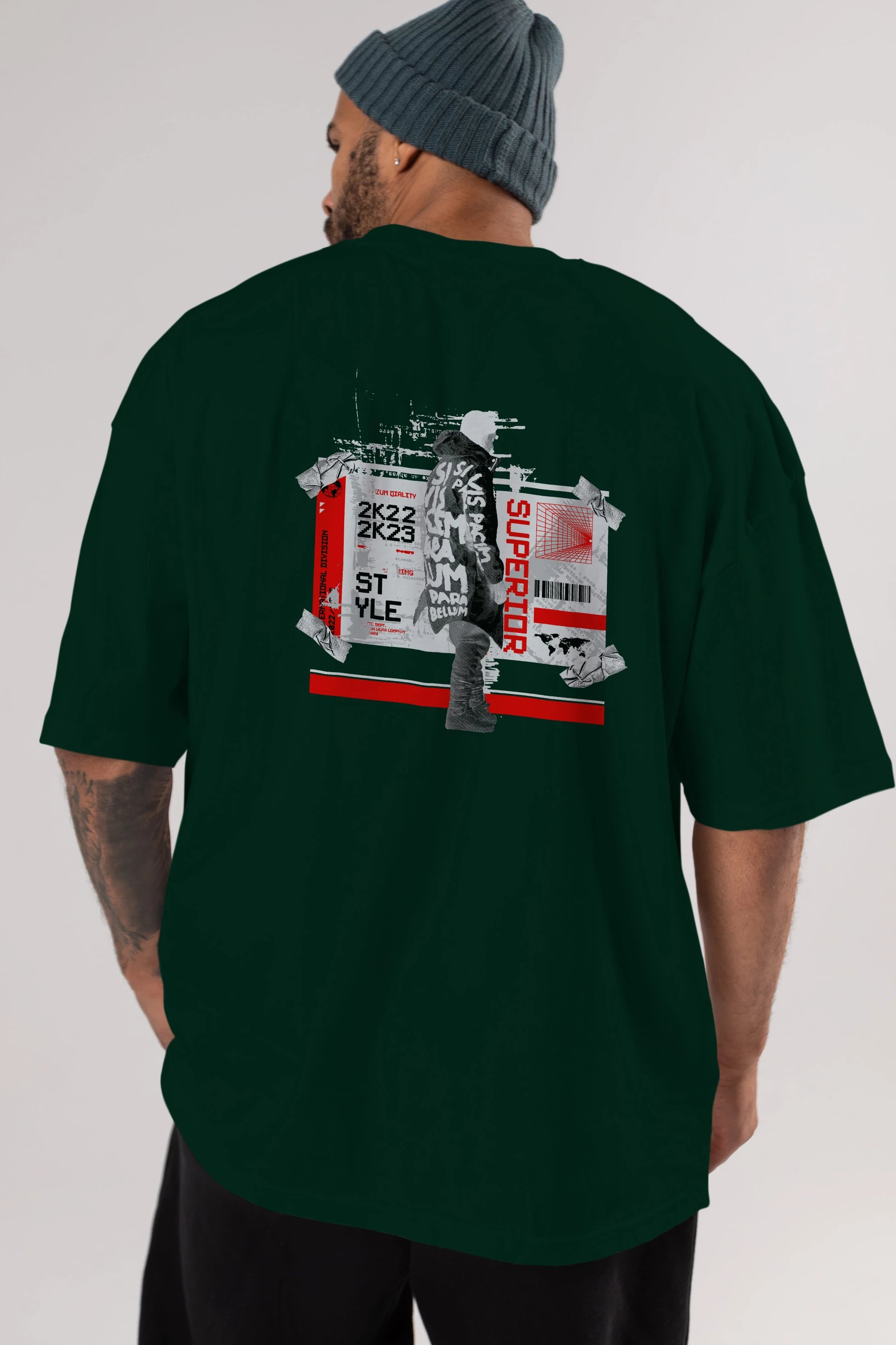 Superior Arka Baskılı Oversize t-shirt Erkek Kadın Unisex
