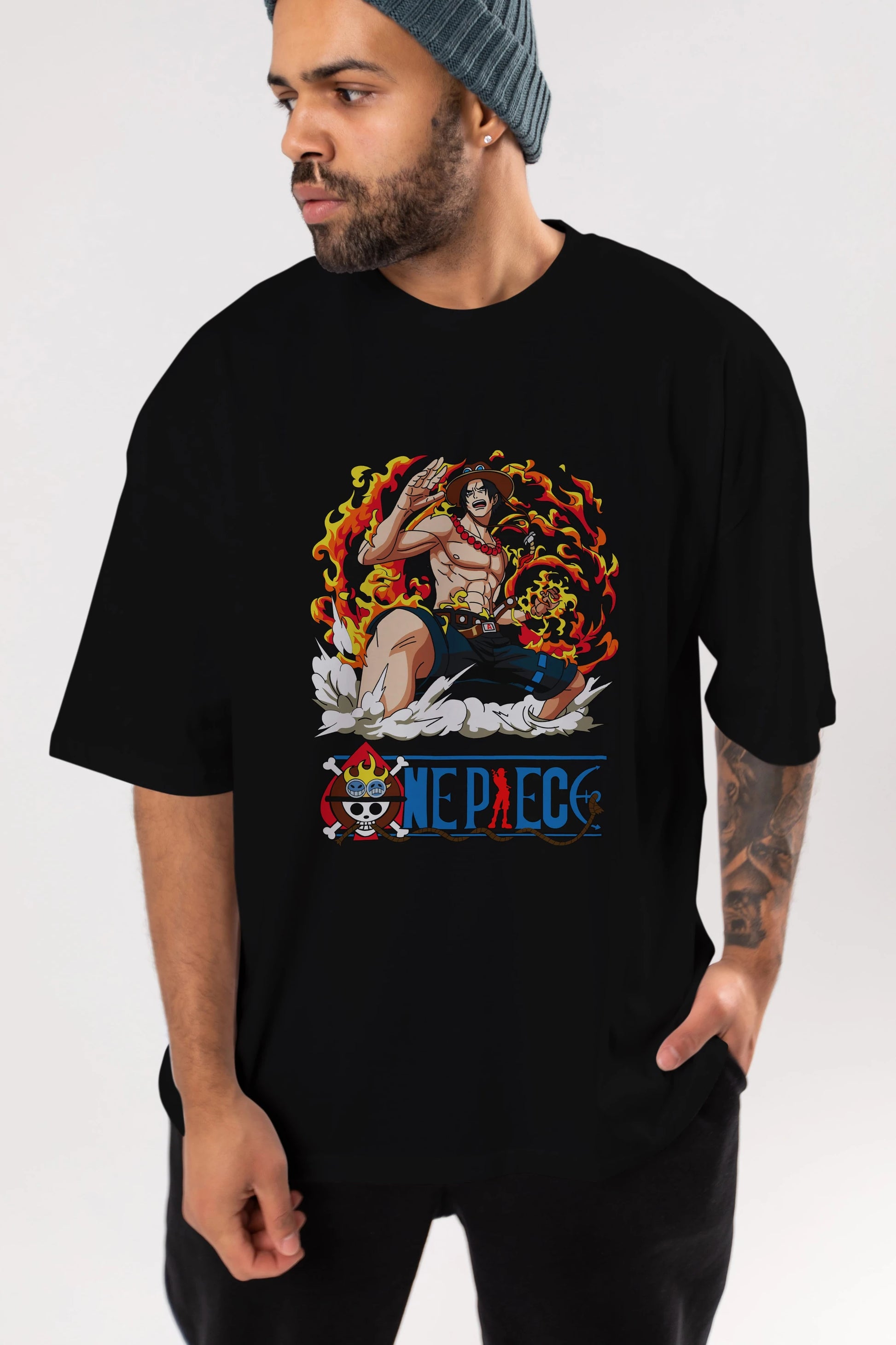 One Piece Anime Ön Baskılı Oversize t-shirt Erkek Kadın Unisex