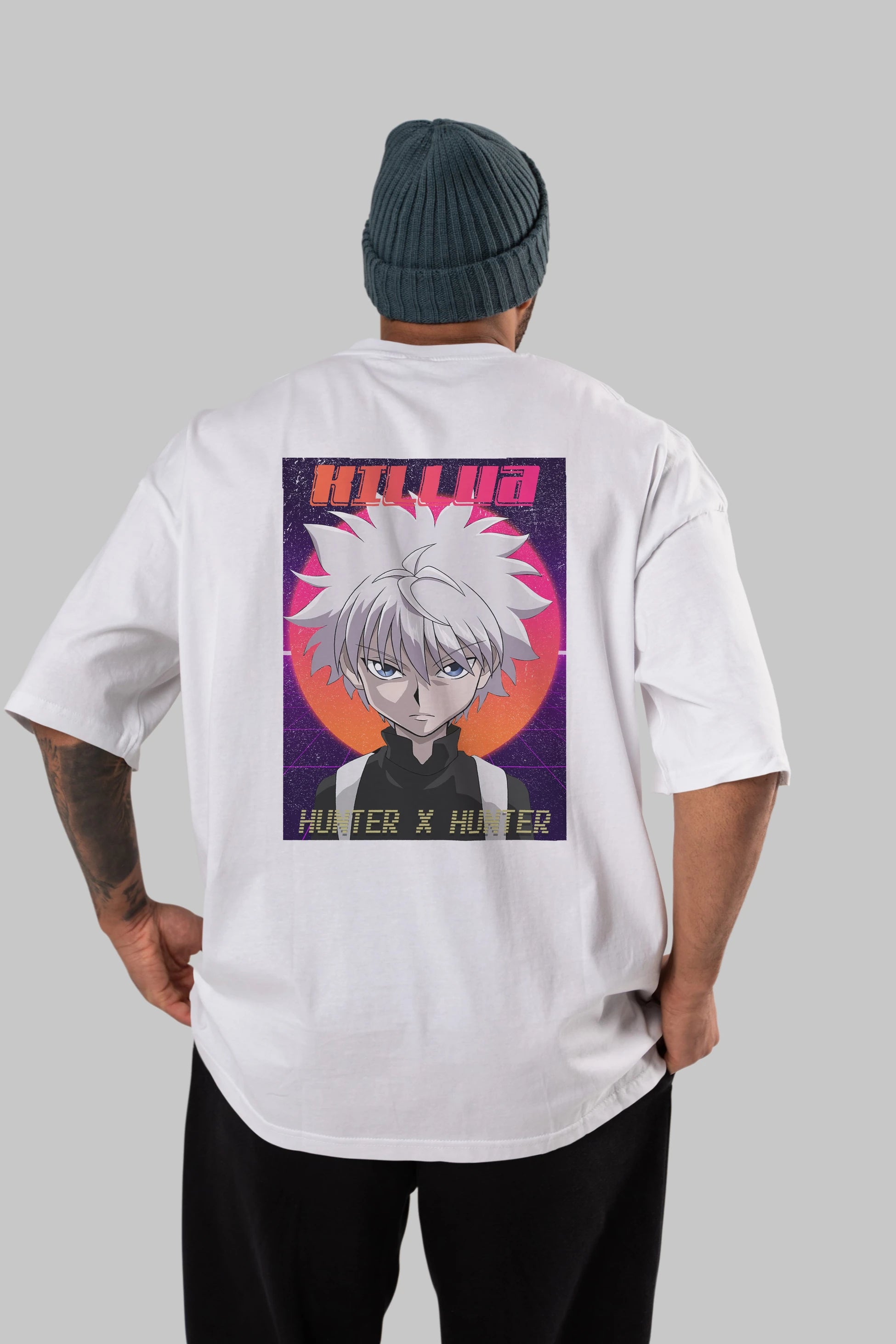 Killua Zoldyck 12 1 Anime Arka Baskılı Oversize t-shirt Erkek Kadın Unisex
