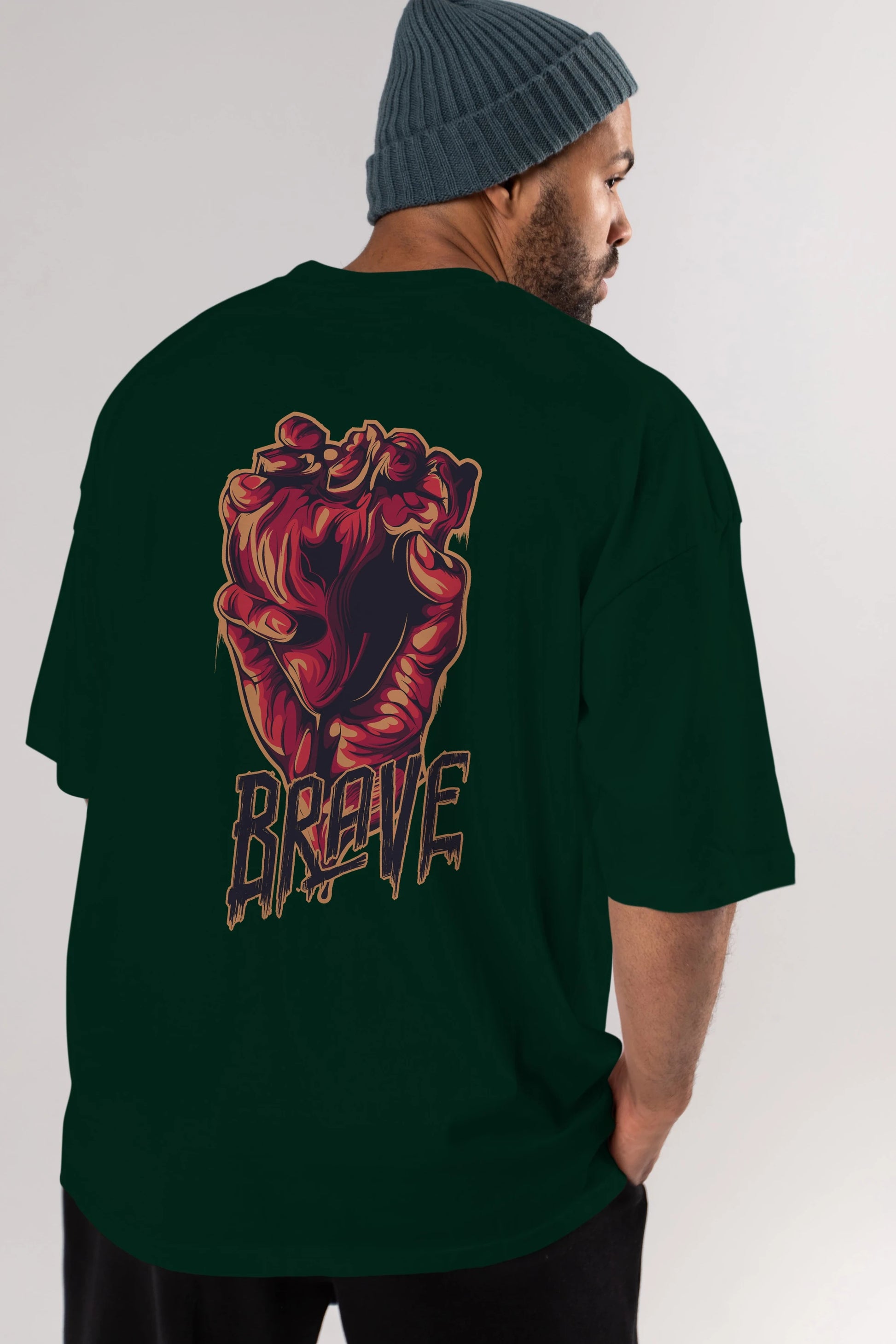 Brave Streetwear Arka Baskılı Oversize t-shirt Erkek Kadın Unisex
