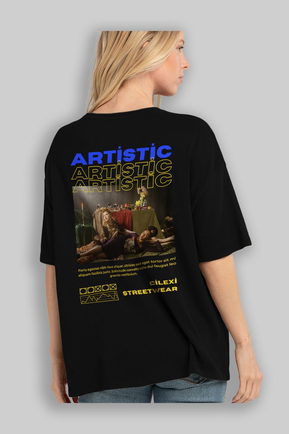 Artistic Yazılı Streetwear Arka Baskılı Oversize t-shirt Erkek Kadın Unisex