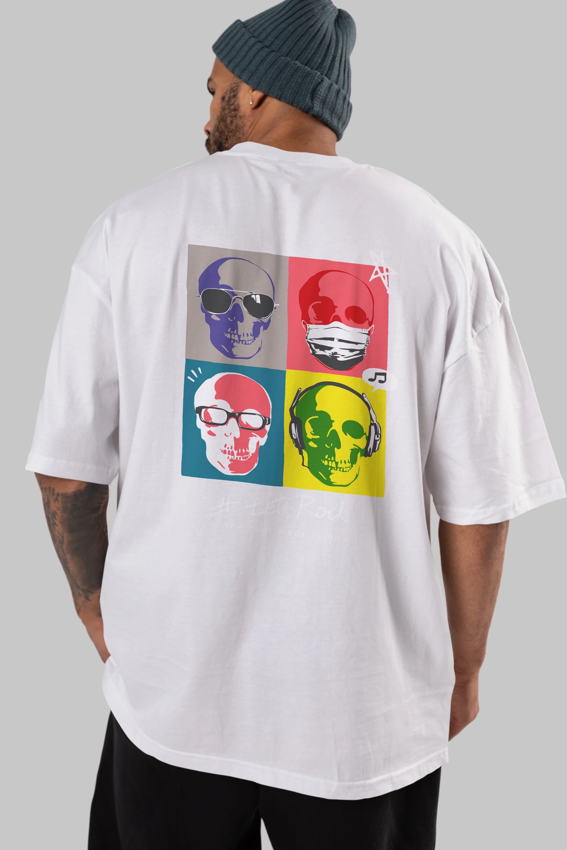 Lets Rock Arka Baskılı Oversize t-shirt Erkek Kadın Unisex
