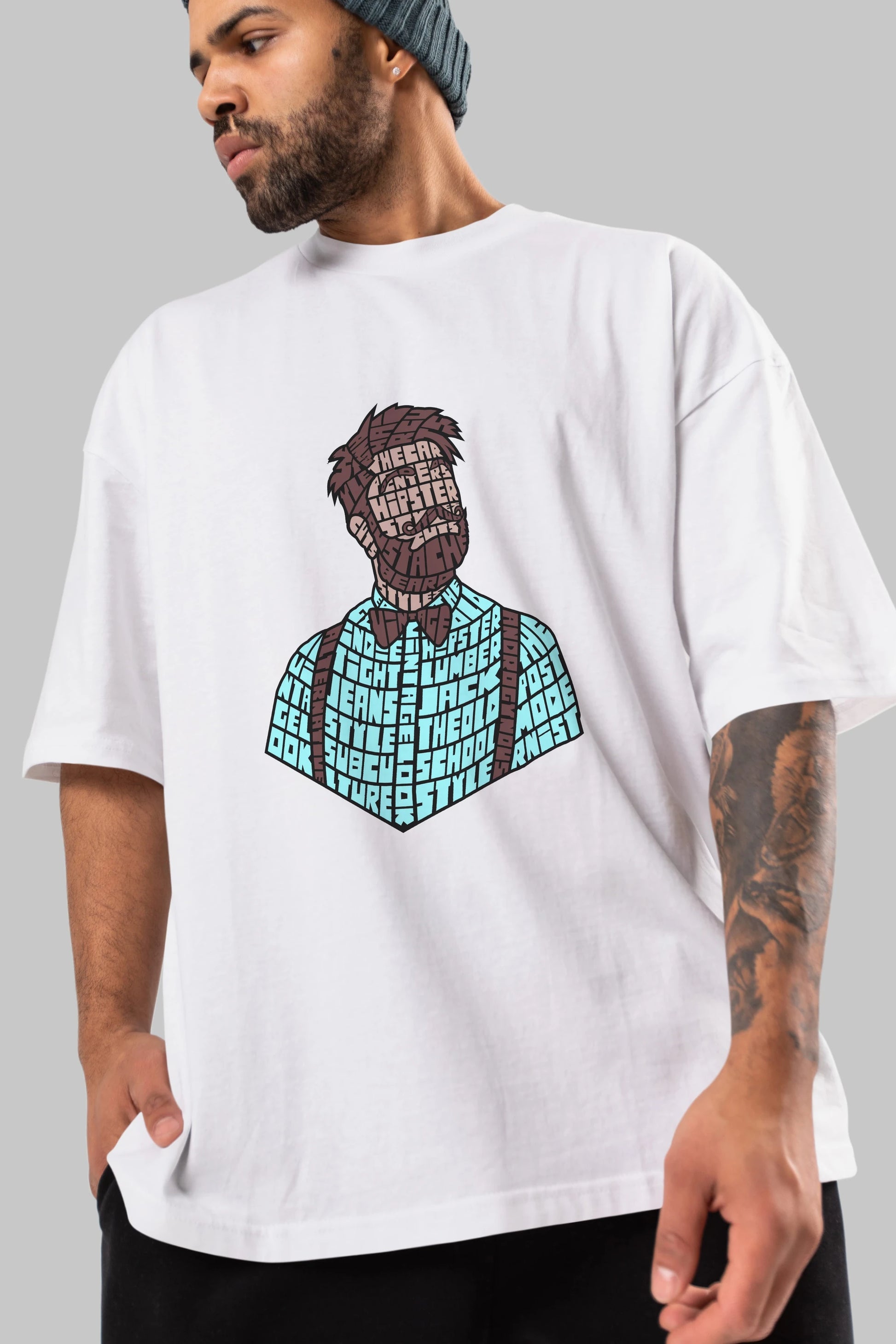 Hipster (2) Ön Baskılı Oversize t-shirt %100 pamuk Erkek Kadın Unisex
