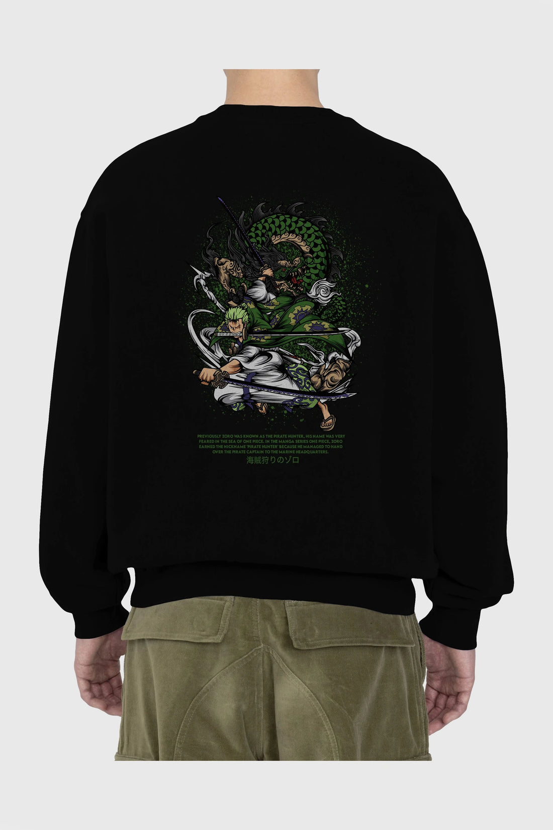Zoro Anime Arka Baskılı Oversize Sweatshirt Erkek Kadın Unisex