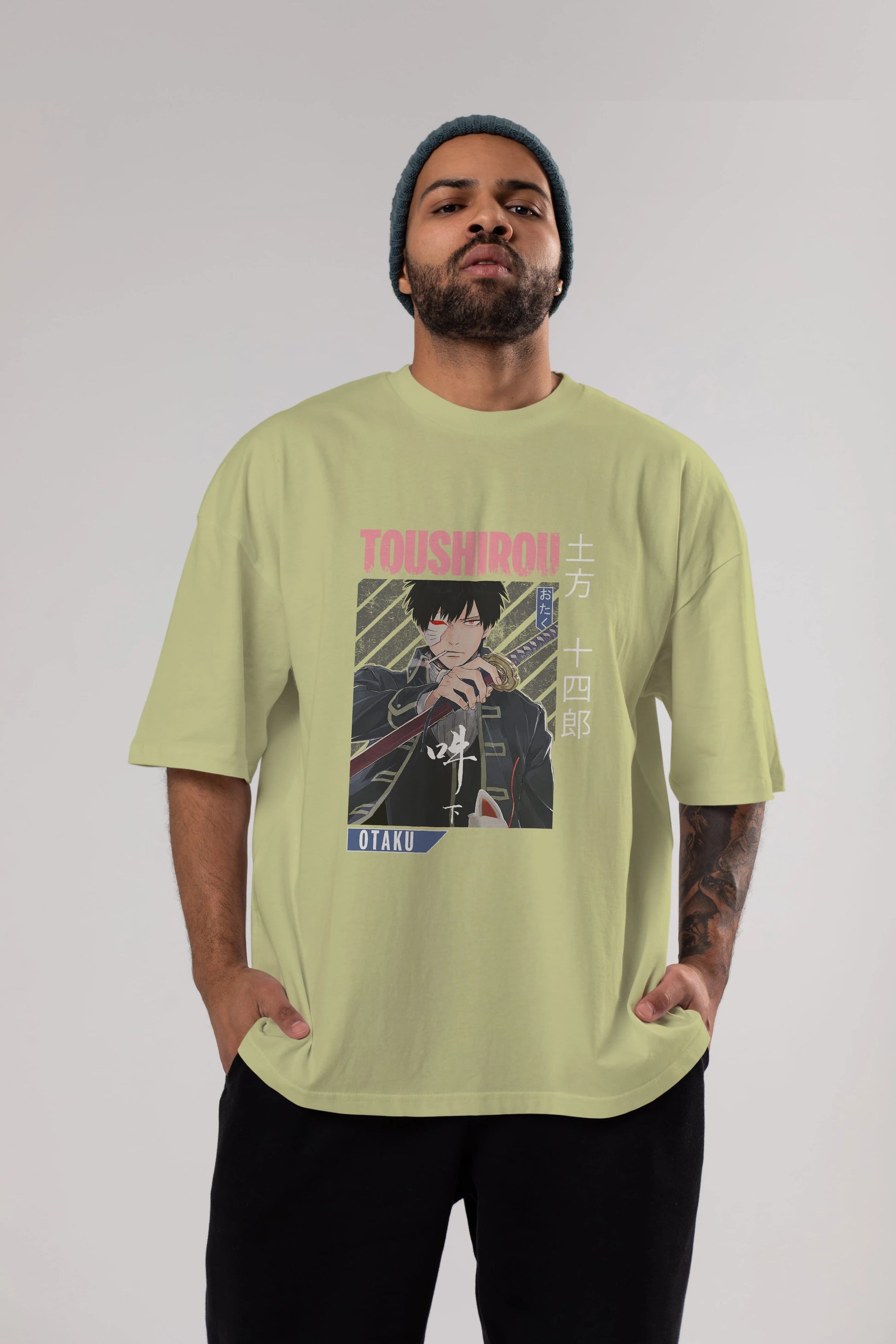 Toushirou Hijikata 1 Anime Ön Baskılı Oversize t-shirt %100 pamuk Erkek Kadın Unisex