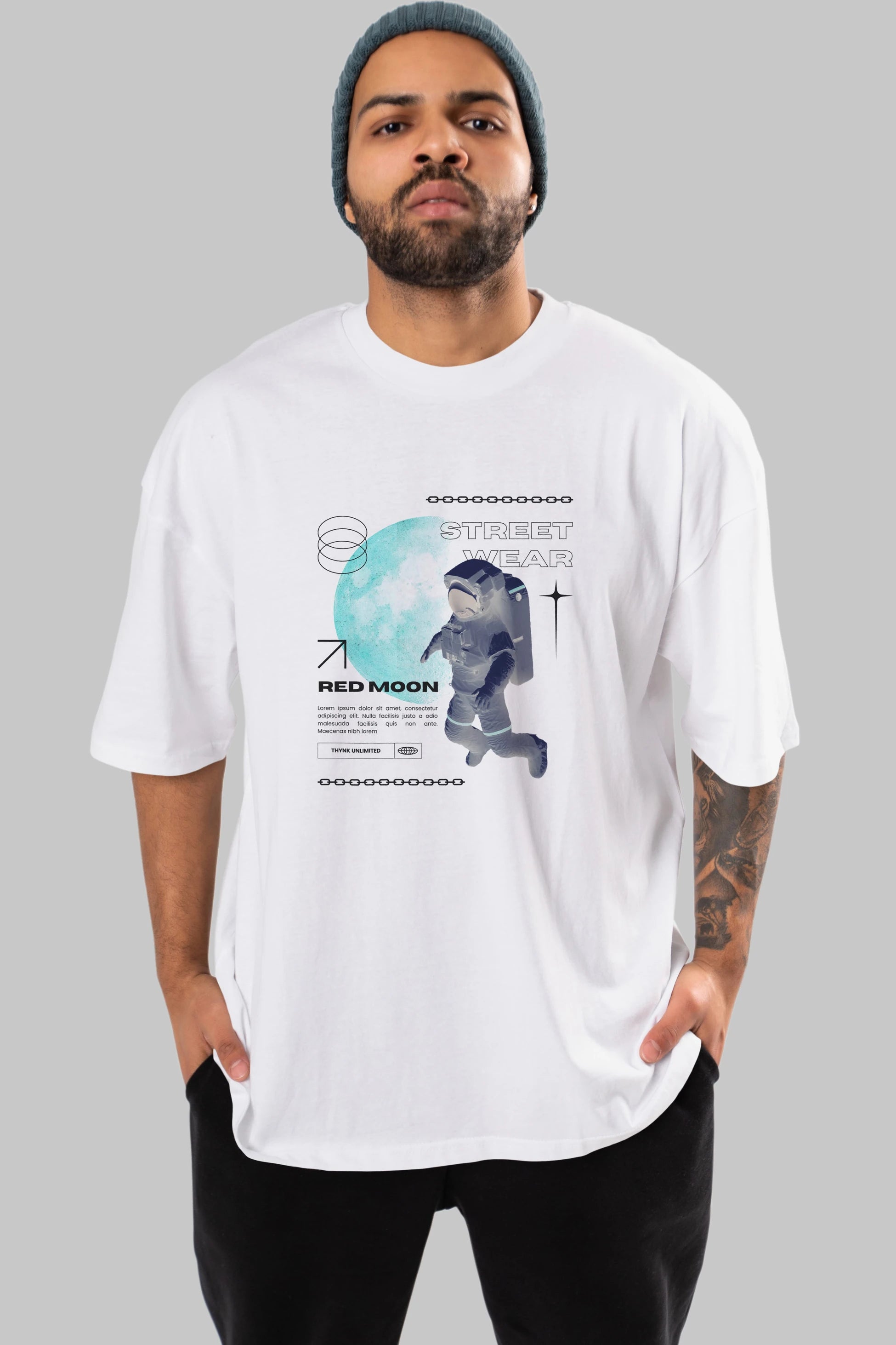 Red Moon Streetwear Ön Baskılı Oversize t-shirt Erkek Kadın Unisex