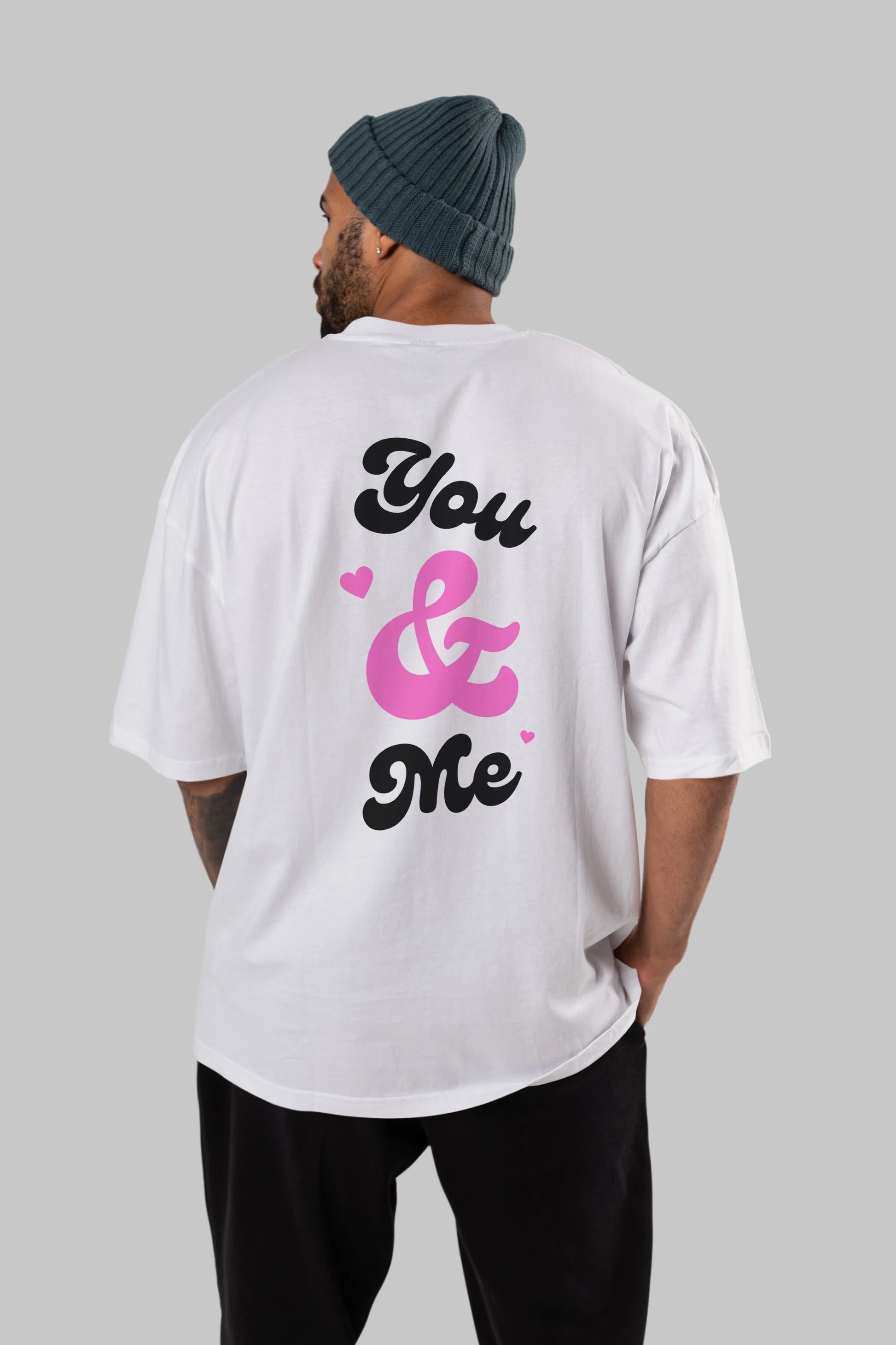 You and Me Yazılı Arka Baskılı Oversize t-shirt Erkek Kadın Unisex