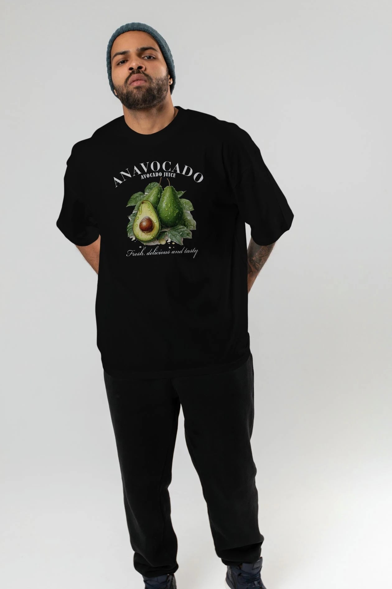 Avocado Avokado Ön Baskılı Oversize t-shirt Erkek Kadın Pamuk Bisiklet Yaka tişort
