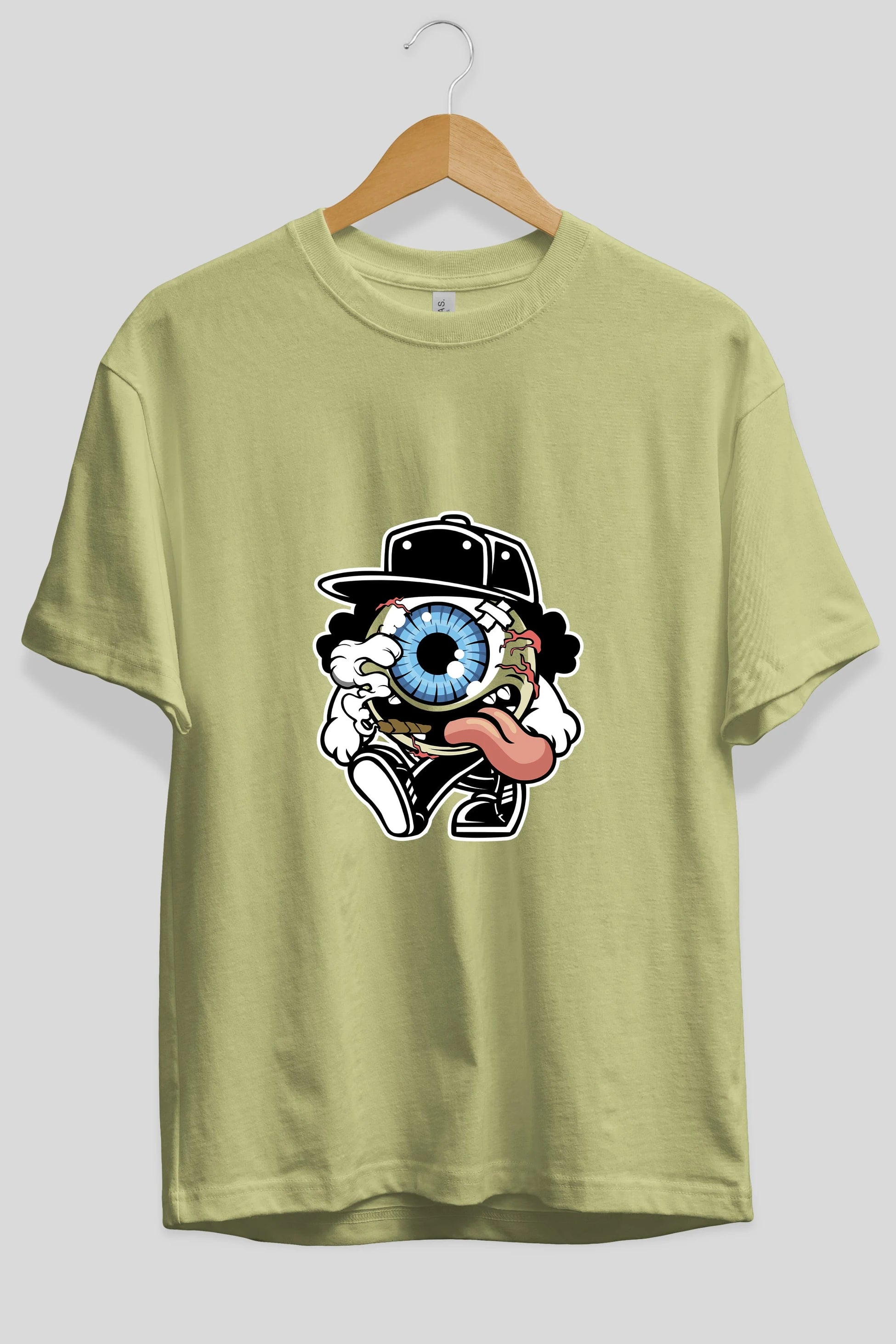 Eyeball Ön Baskılı Oversize t-shirt Erkek Kadın Unisex %100 Pamuk tişort