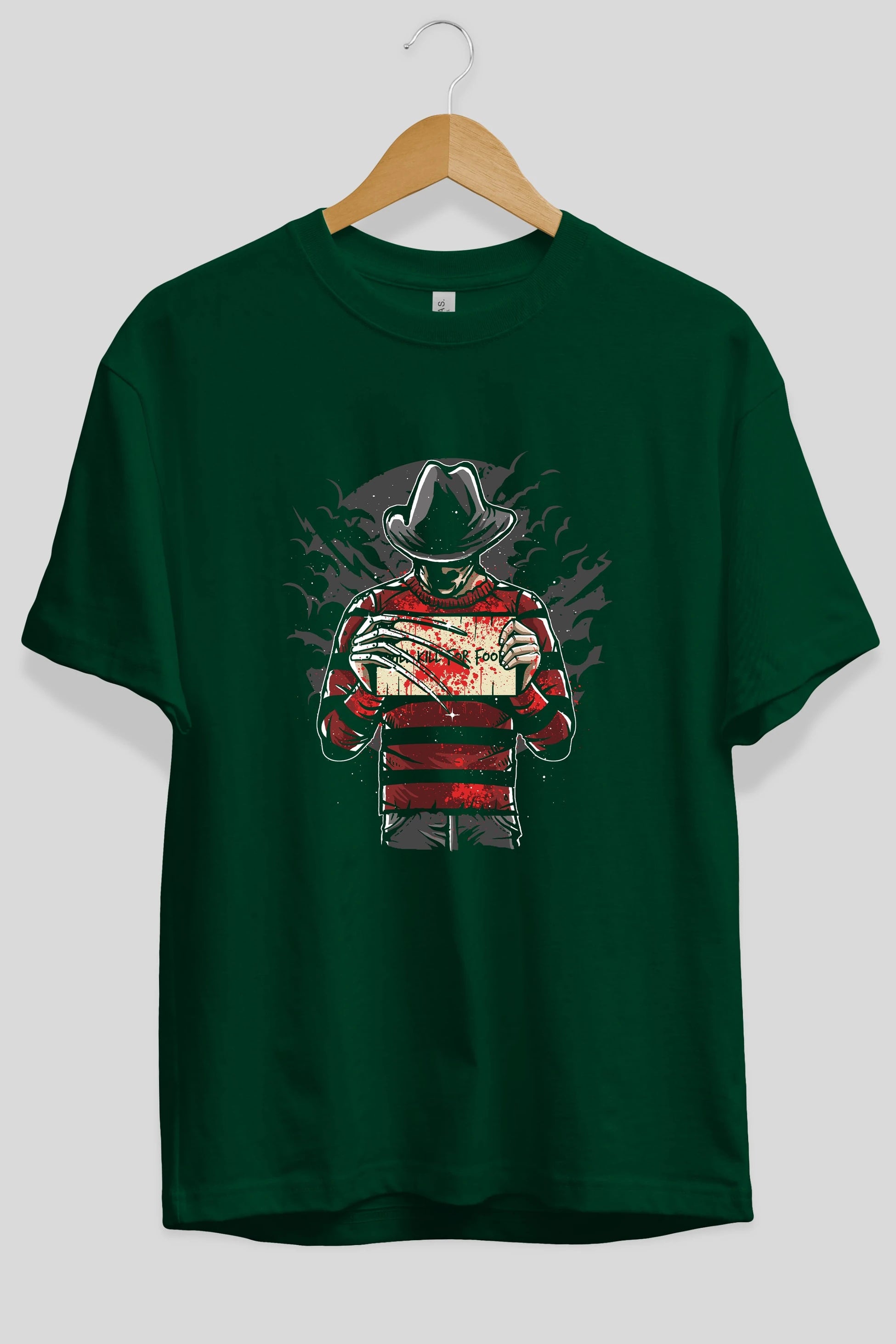 Freddy Will Kill For Food Ön Baskılı Oversize t-shirt Erkek Kadın Unisex %100 Pamuk tişort