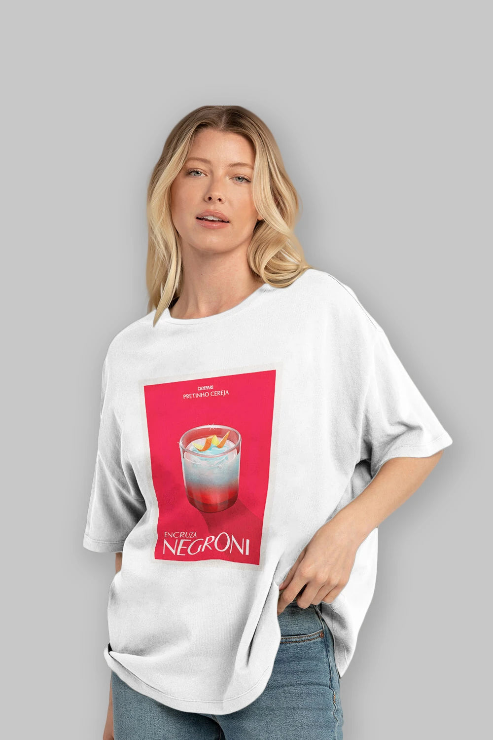 Encruza Negroni Ön Baskılı Oversize t-shirt Erkek Kadın Unisex %100 Pamuk Bisiklet Yaka tişort