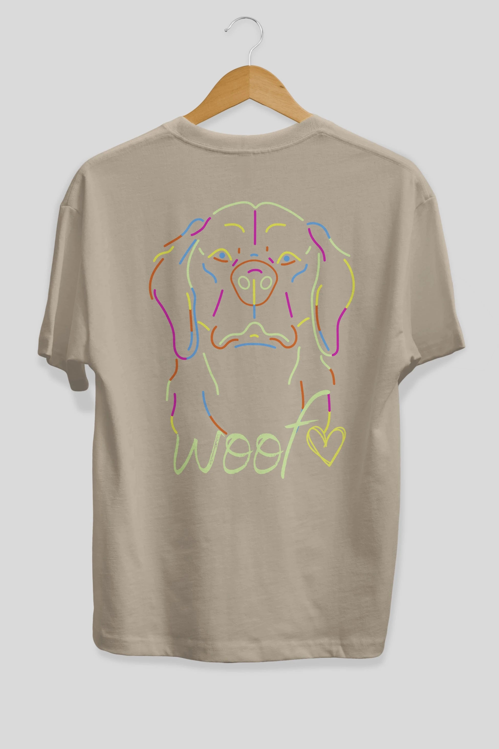Neon Dog Arka Baskılı Oversize t-shirt Erkek Kadın Unisex