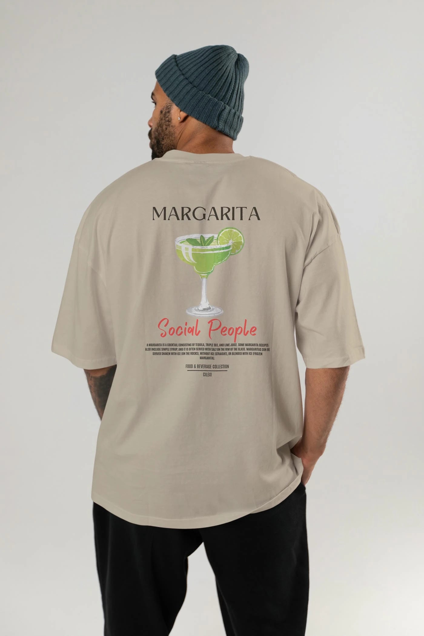 Margarita Kokteyl Serisi Baskılı Oversize t-shirt Erkek Kadın Unisex %100 Pamuk Bisiklet Yaka tişort
