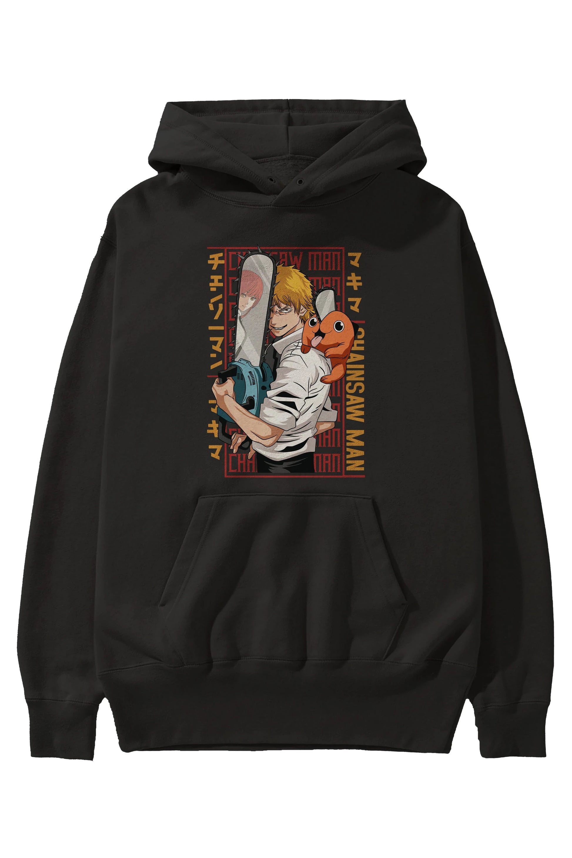Chainsaw DENJI Anime Ön Baskılı Hoodie Oversize Kapüşonlu Sweatshirt Erkek Kadın Unisex