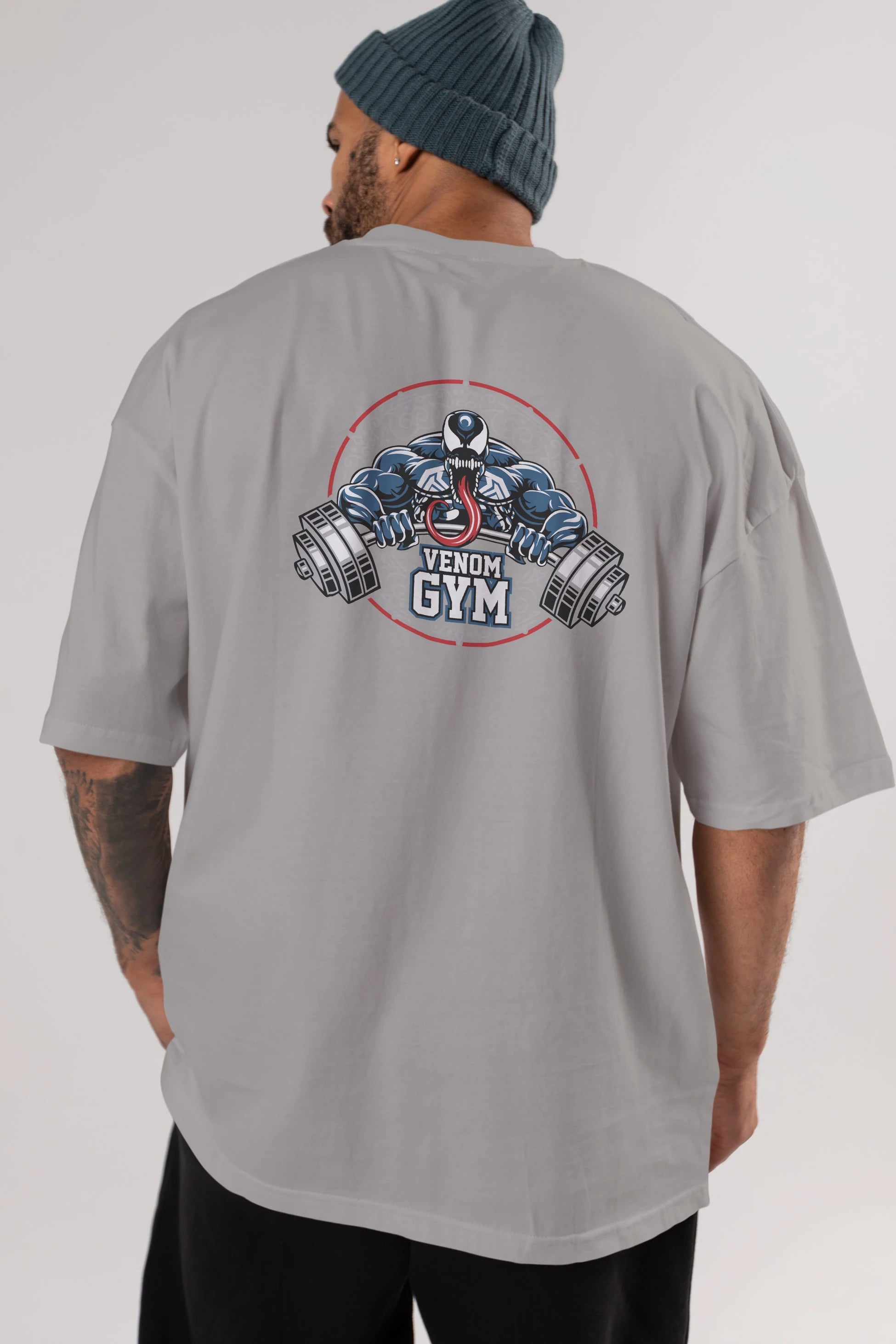 Venom GYM Arka Baskılı Oversize t-shirt Erkek Kadın Unisex %100 Pamuk Bisiklet Yaka tişort