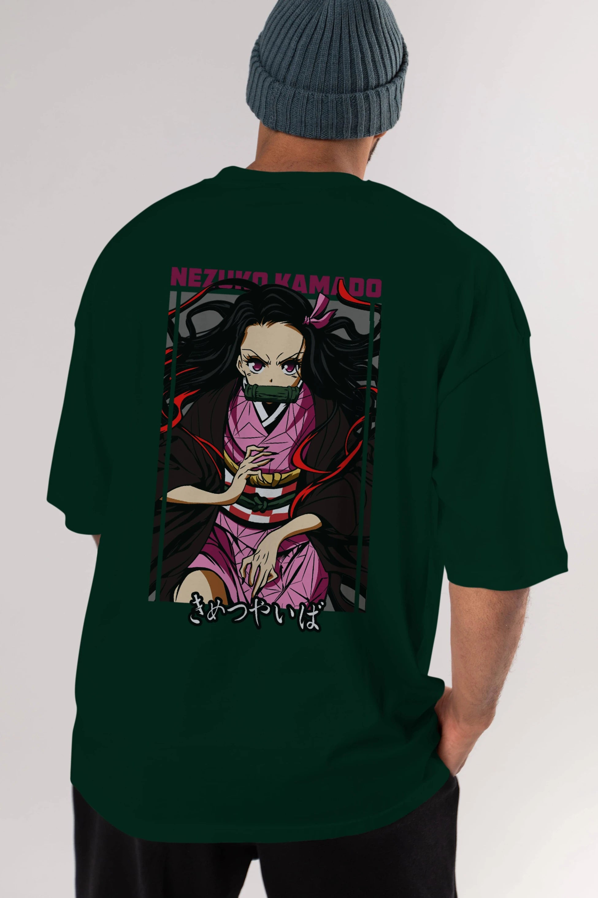 Nezuko Kamado 1 Anime Arka Baskılı Oversize t-shirt Erkek Kadın Unisex