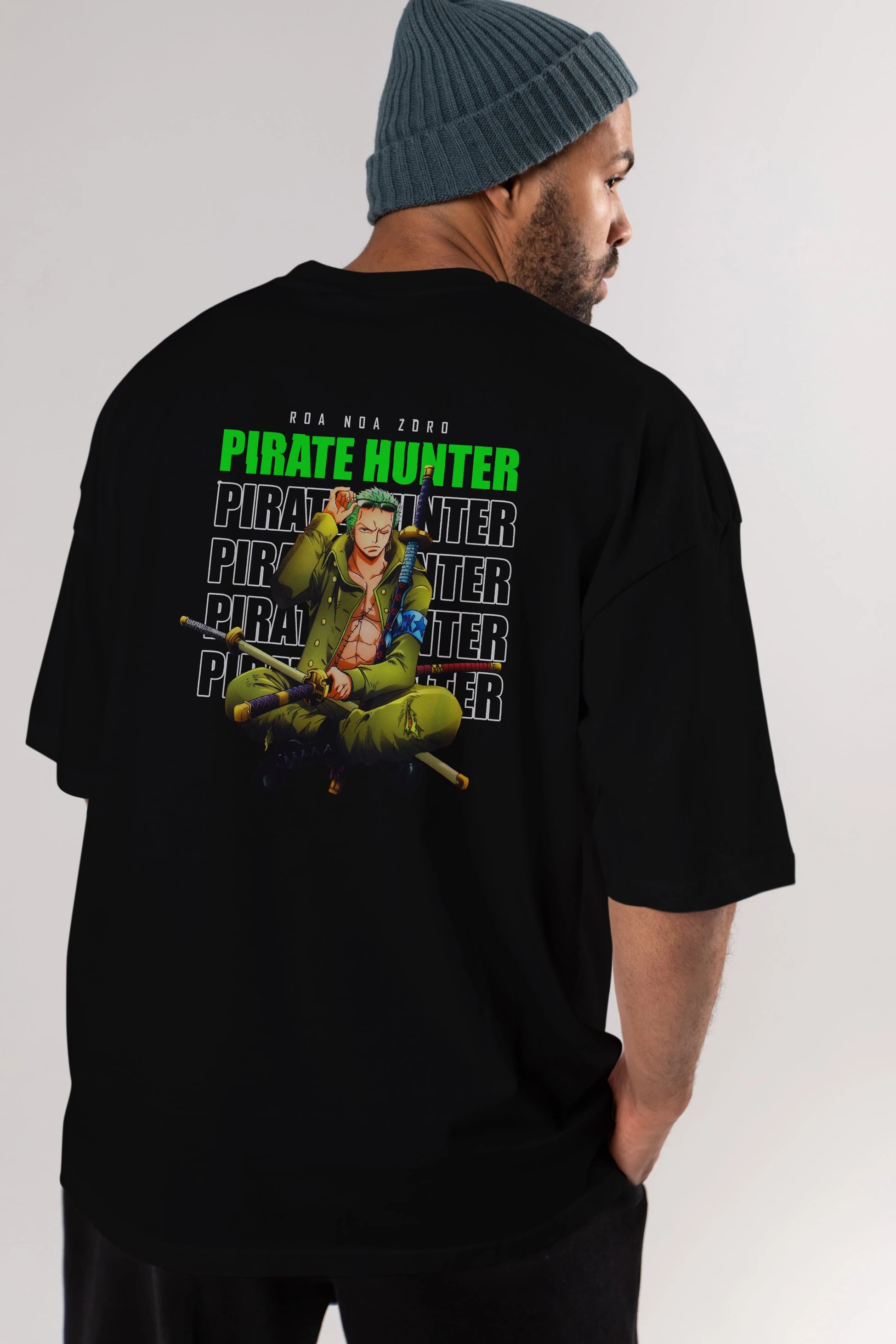 Roronoa Zoro 4 Anime Arka Baskılı Oversize t-shirt Erkek Kadın Unisex %100 pamuk tişort