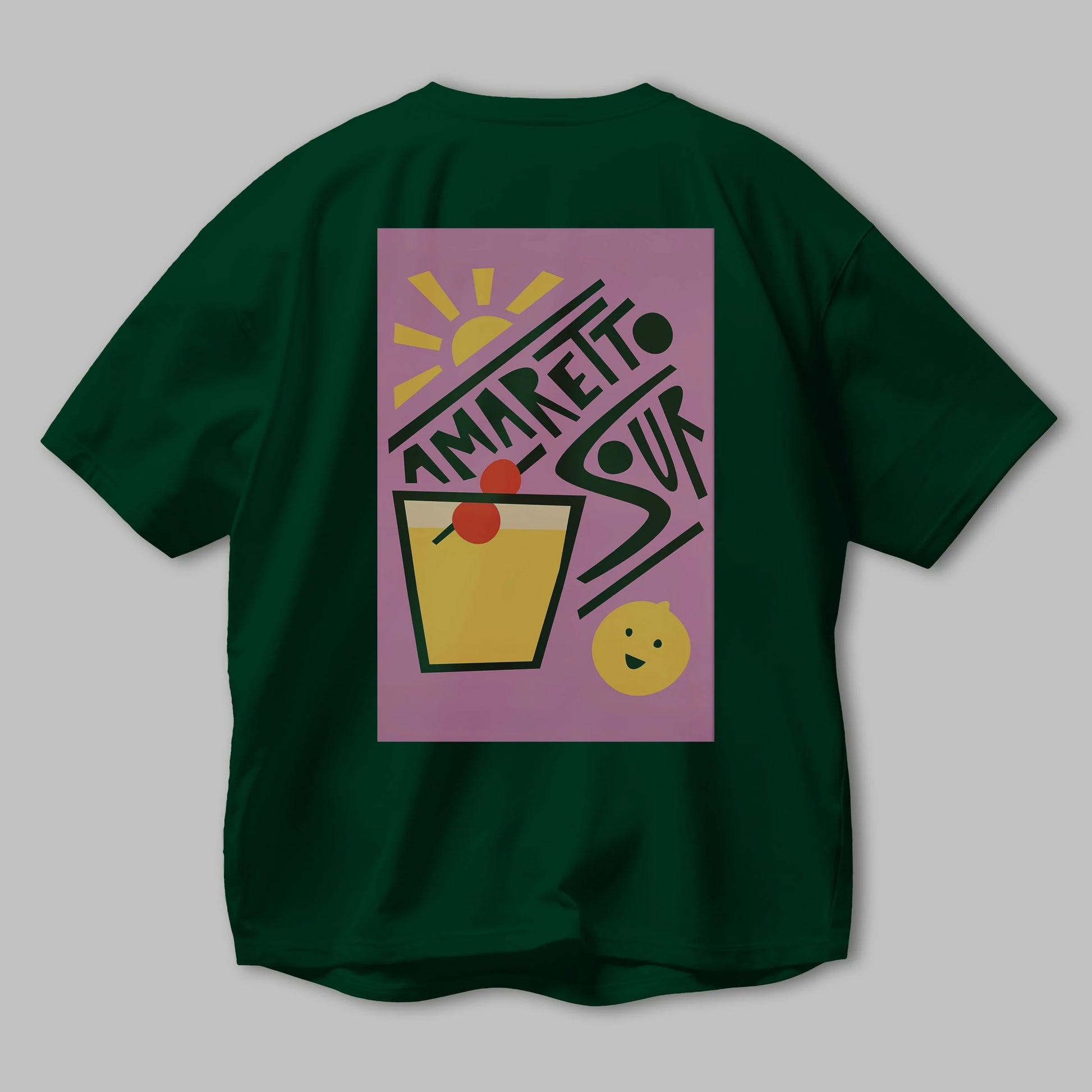 Amaretto Sour Arka Baskılı Oversize t-shirt Erkek Kadın Unisex %100 Pamuk Bisiklet Yaka tişort