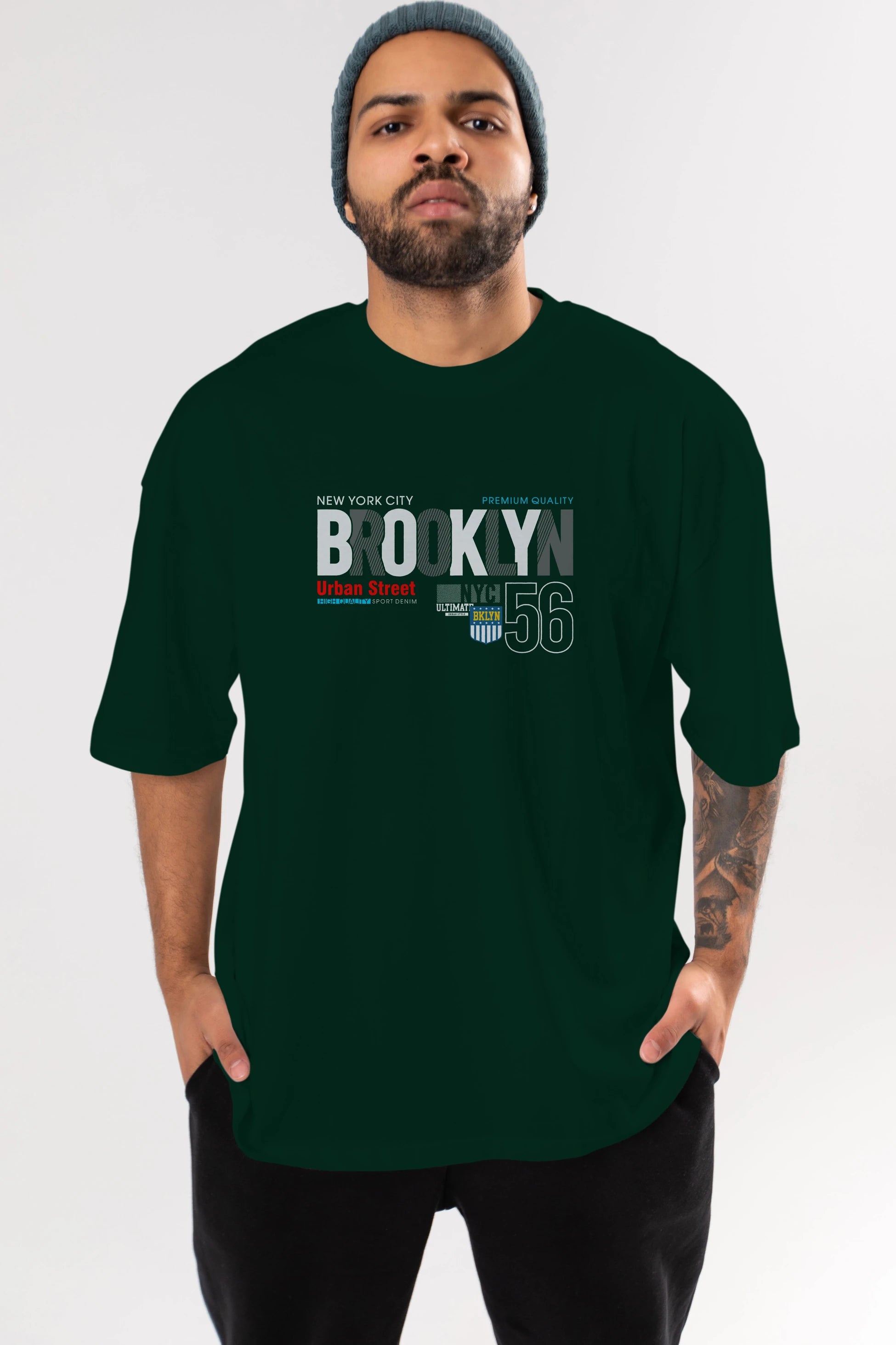Brooklyn 56 Ön Baskılı Oversize t-shirt Erkek Kadın Unisex