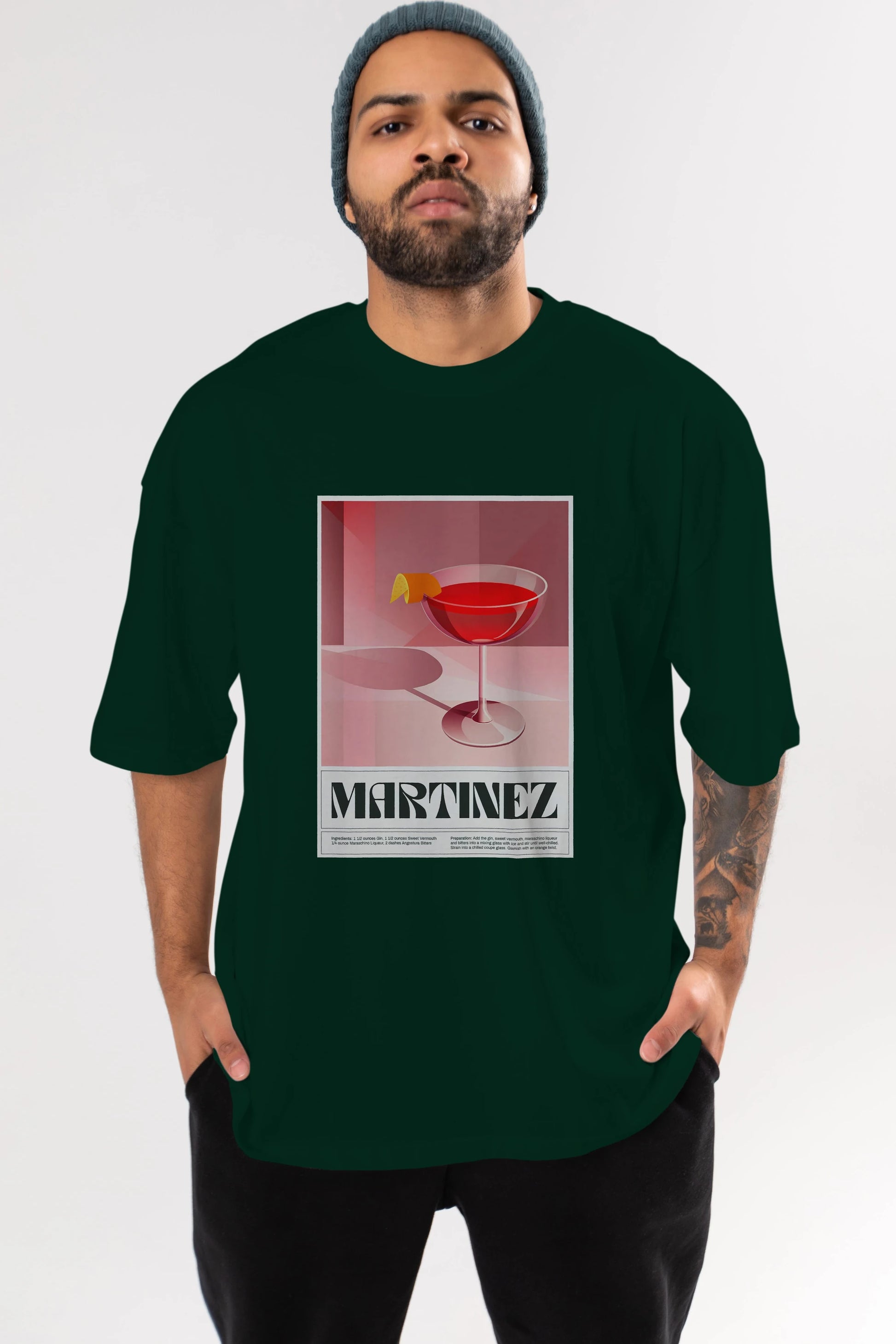 Martinez Ön Baskılı Oversize t-shirt Erkek Kadın Unisex %100 Pamuk Bisiklet Yaka tişort