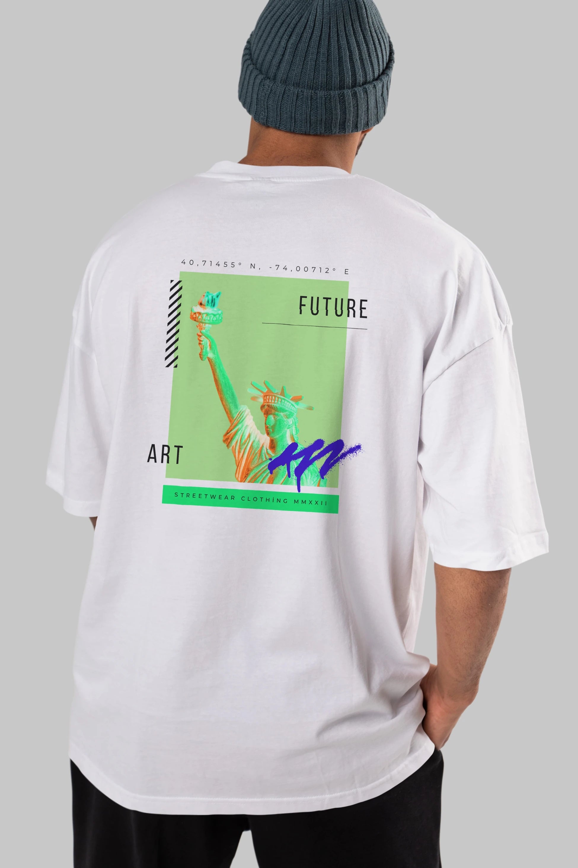Future Streetwear Arka Baskılı Oversize t-shirt Erkek Kadın Unisex