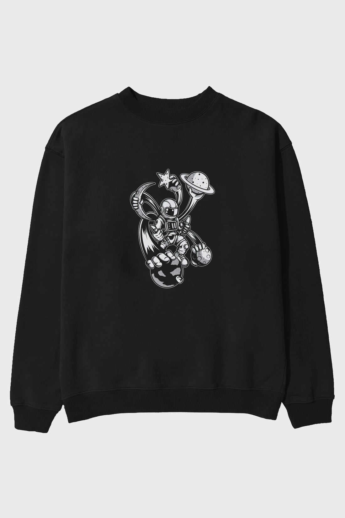 Astronaut Multiple Hands Ön Baskılı Oversize Sweatshirt Erkek Kadın Unisex