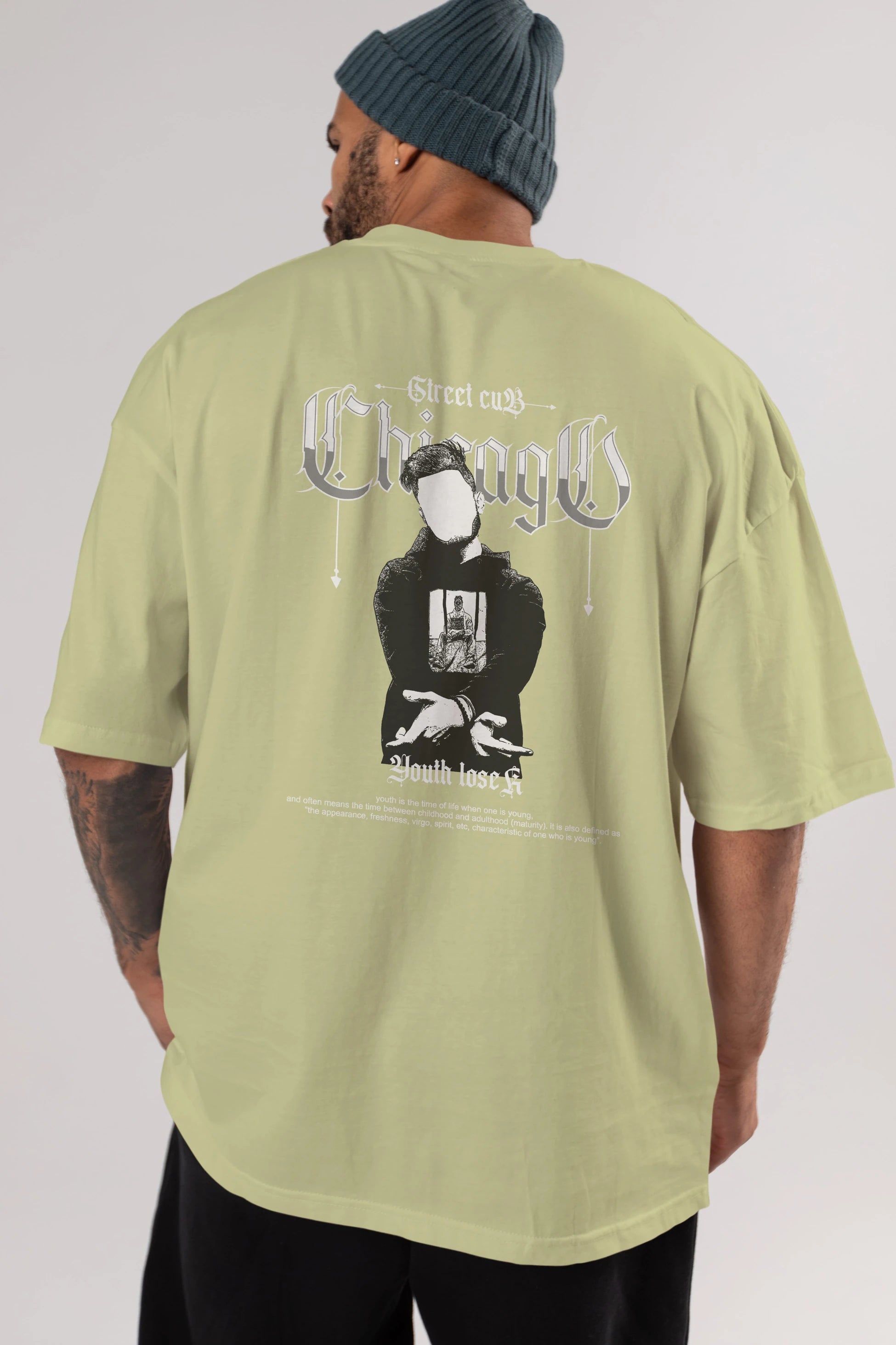Chicago Street Club Arka Baskılı Oversize t-shirt Erkek Kadın Unisex