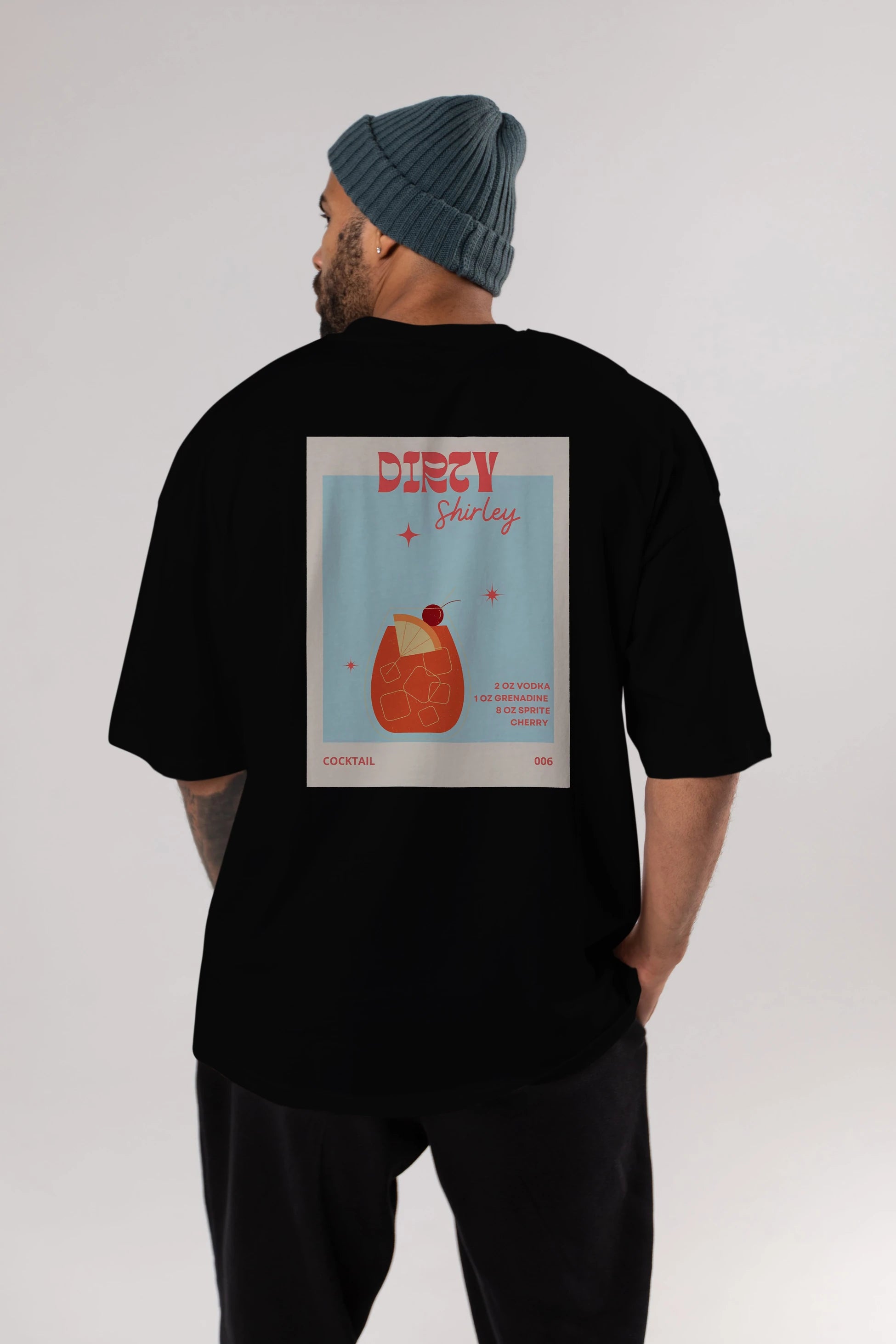 Dirty Shirley Arka Baskılı Oversize t-shirt Erkek Kadın Unisex %100 Pamuk Bisiklet Yaka tişort