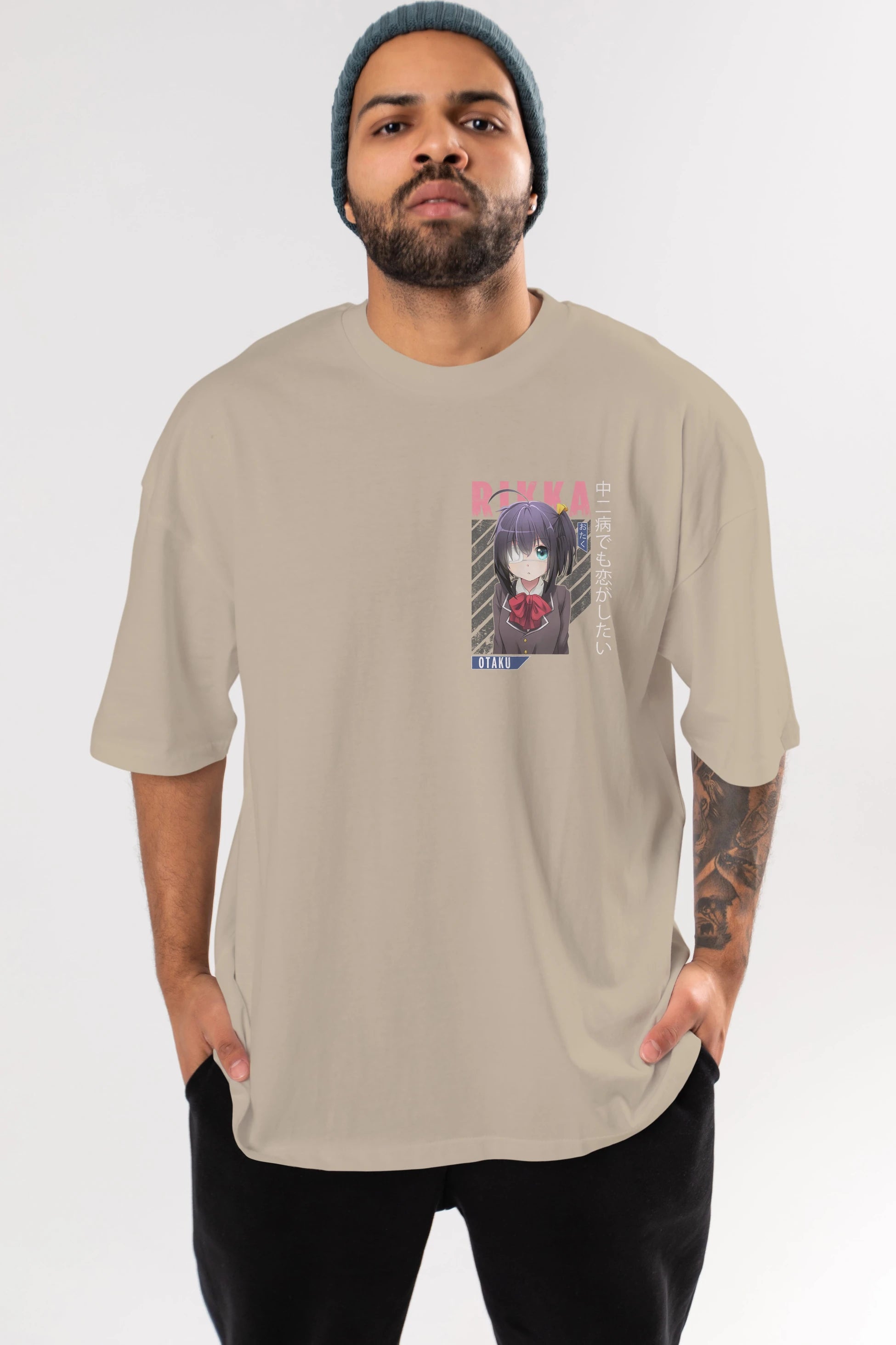 Rikka Takanashi 9 Ön Sol Baskılı Oversize t-shirt Erkek Kadın Unisex %100 Pamuk Bisiklet Yaka tişort