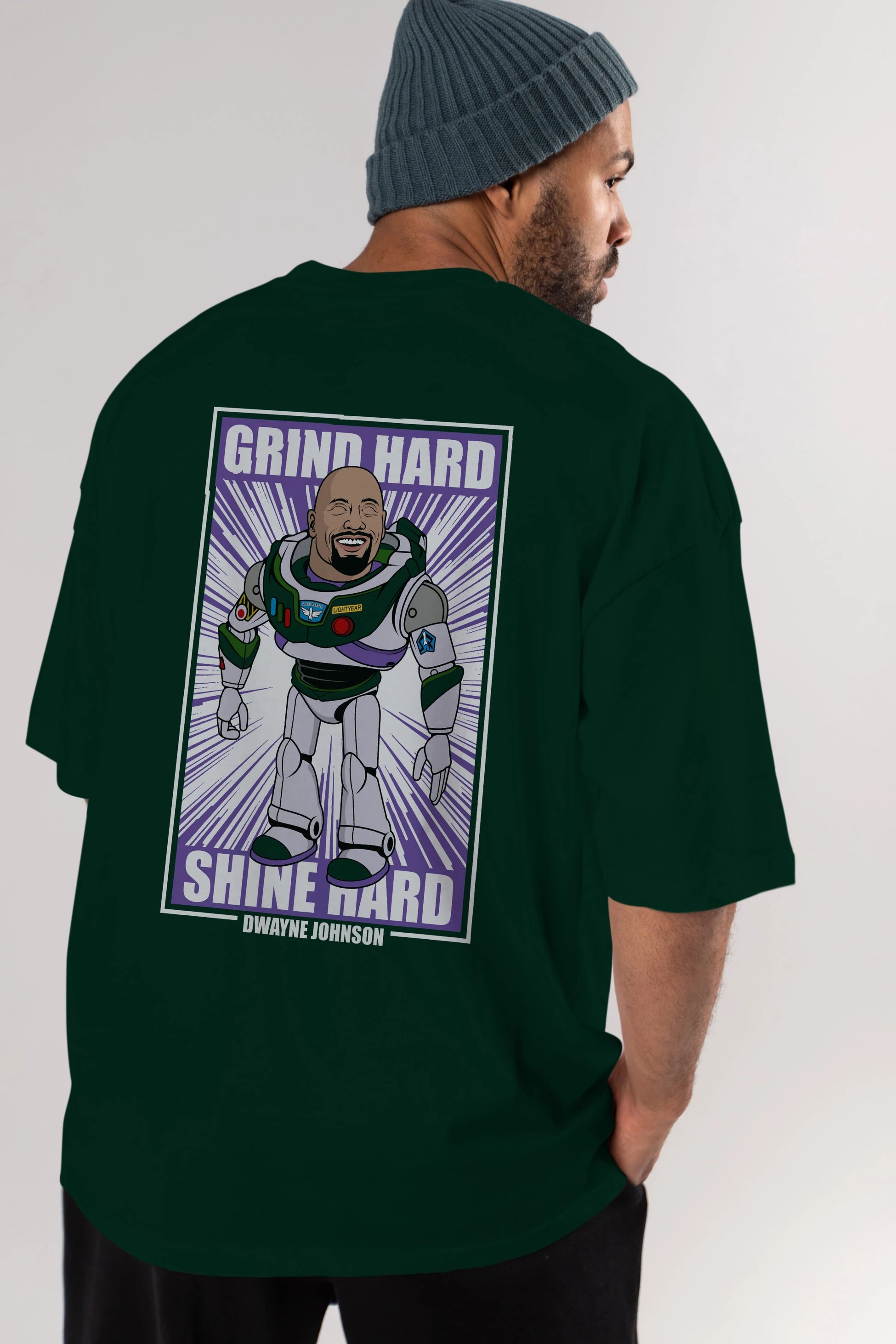 Dwayne Johnson Buzz Lightyear Arka Baskılı Oversize t-shirt Erkek Kadın Unisex %100 Pamuk tişort